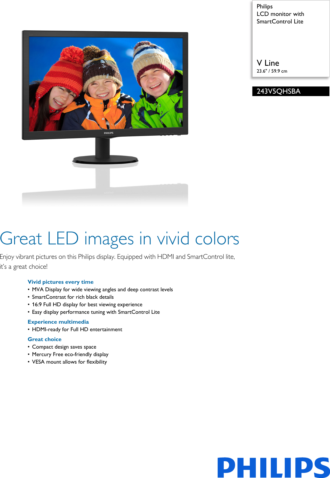 Philips Smartcontrol Philips 243V5QHSBA/71 LCD Monitor With SmartControl Lite User Manual ...