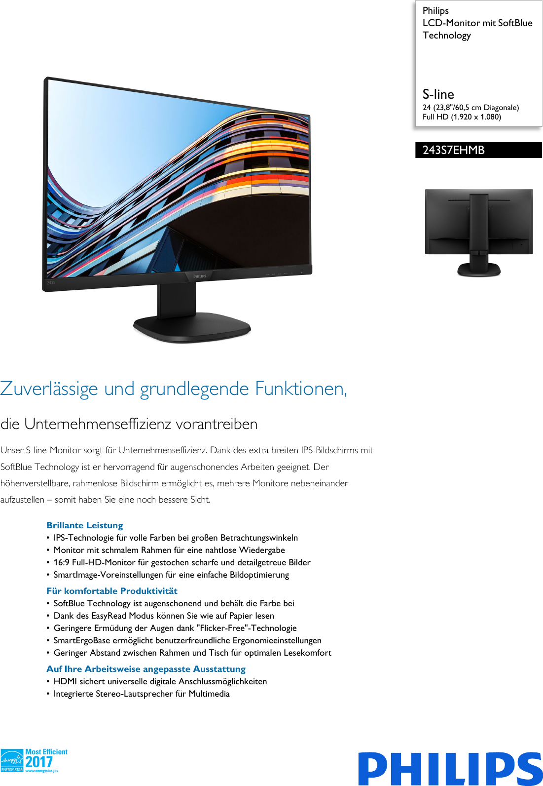 Philips Leaflet 243S7EHMB 00 Released Germany German High 