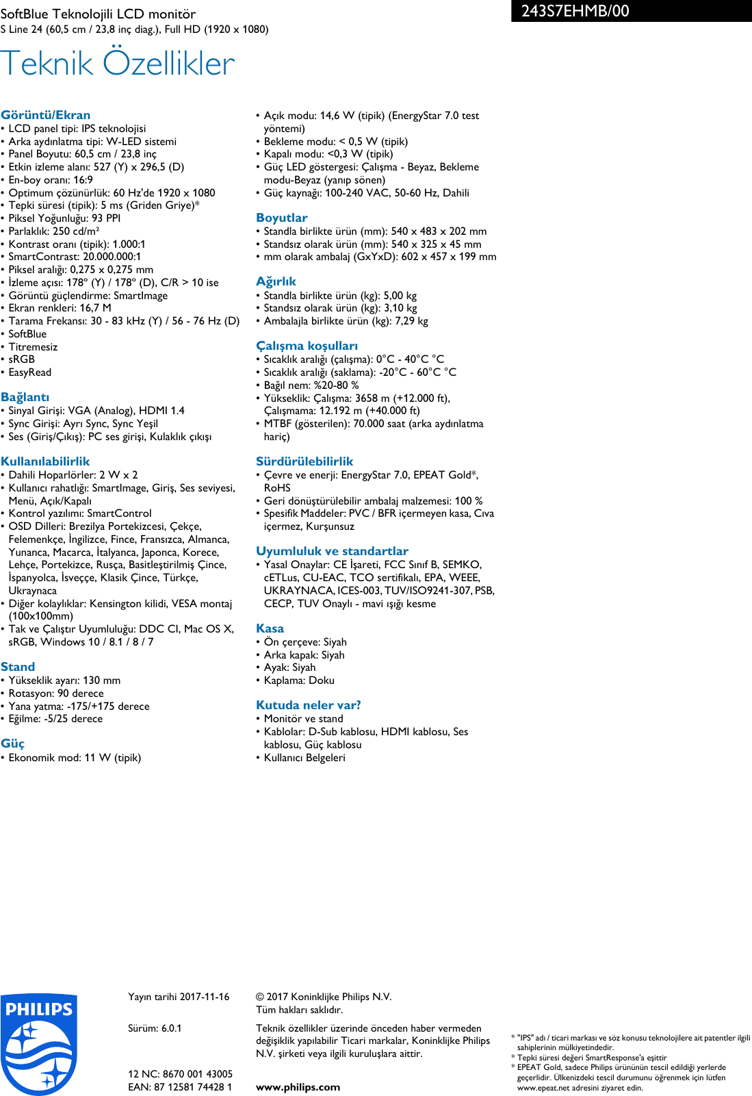 Page 3 of 3 - Philips 243S7EHMB/00 SoftBlue Teknolojili LCD Monitör Soft Blue MonitÃ¶r 243s7ehmb 00 Pss Turtr