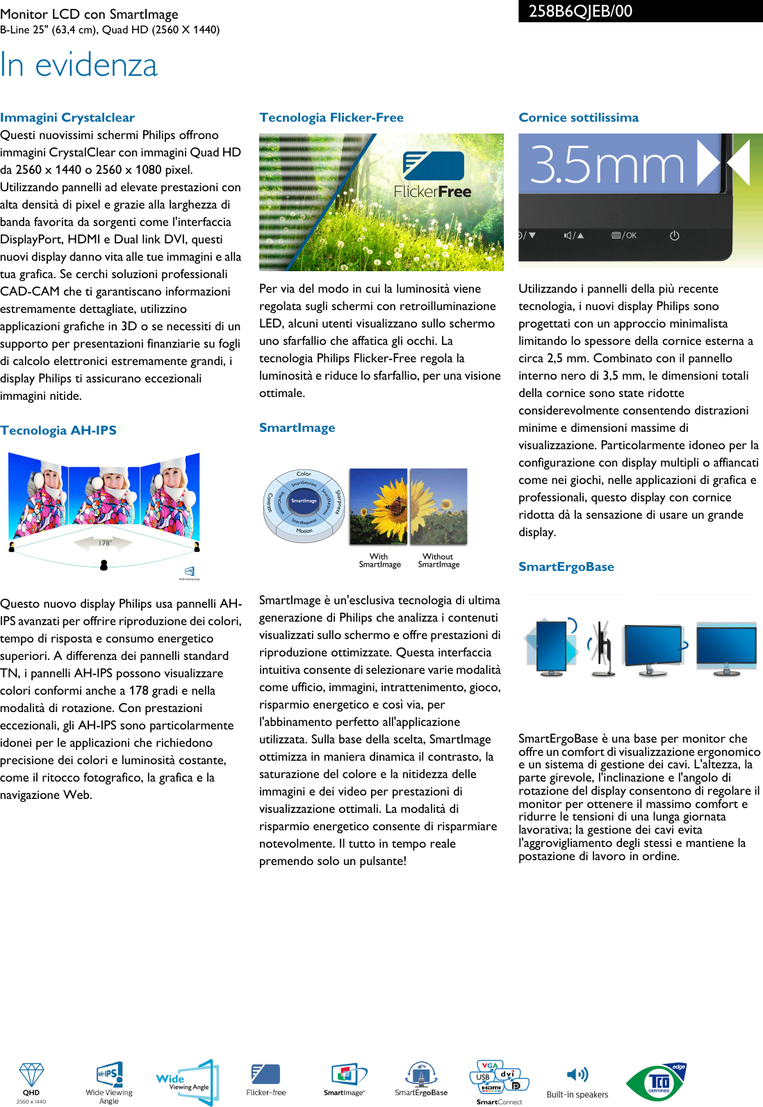 Page 2 of 3 - Philips 258B6QJEB/00 Monitor LCD Con SmartImage Smart Image 258b6qjeb 00 Pss Itait