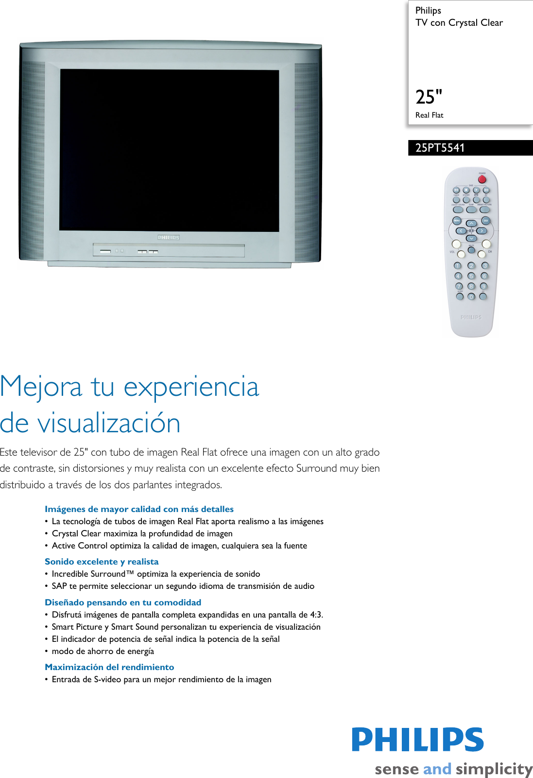Page 1 of 3 - Philips 25PT5541/77 TV Con Crystal Clear User Manual Folleto 25pt5541 77 Pss Aspuy