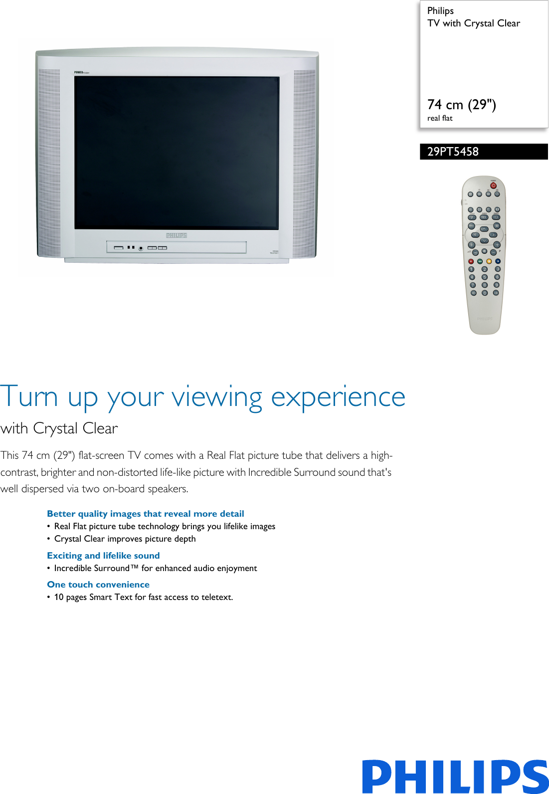 Page 1 of 2 - Philips 29PT5458/01 TV With Crystal Clear Brošūra 29pt5458 01 Pss