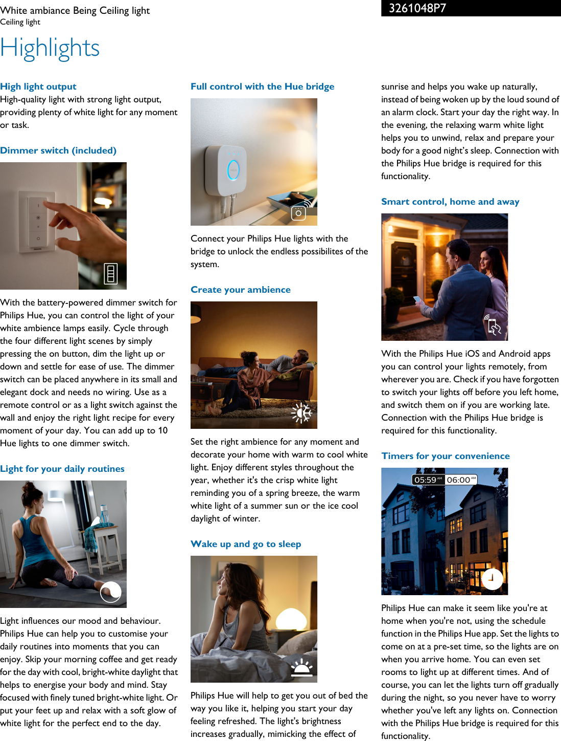 Page 2 of 3 - Philips 32610/48/P7 3261048P7 White Ambiance Being Ceiling Light User Manual Leaflet Pss Enggb