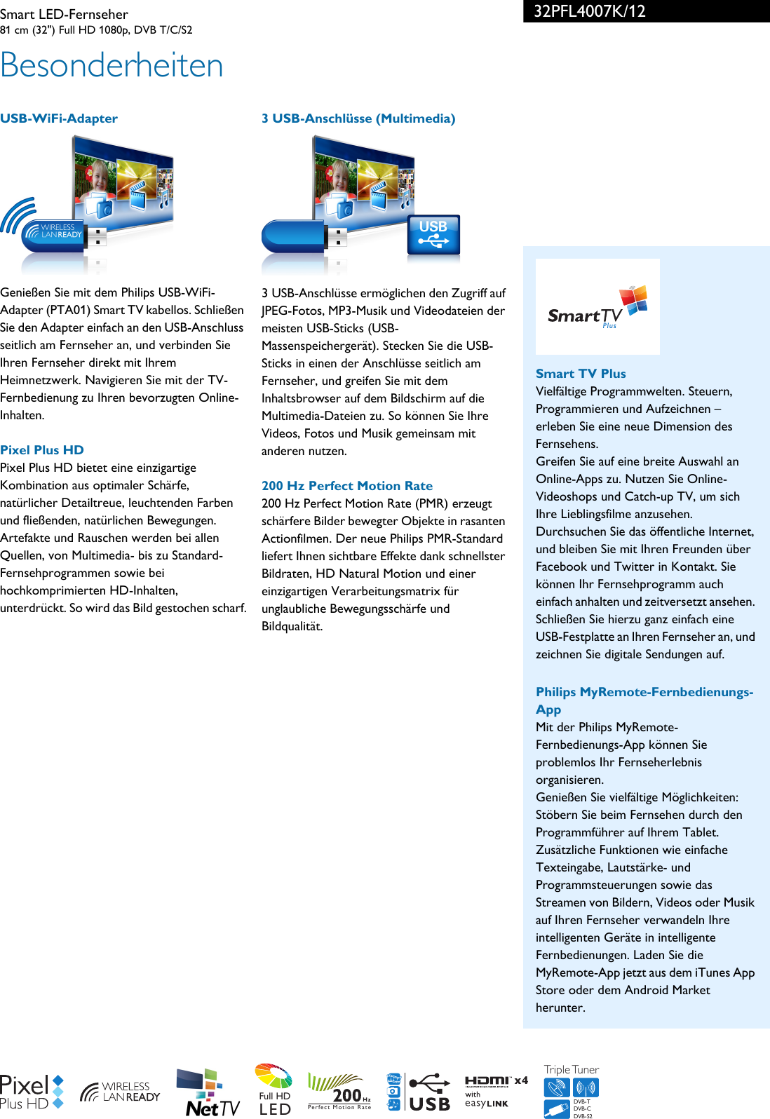 Page 2 of 3 - Philips 32PFL4007K/12 Leaflet 32PFL4007K_12 Released Germany (German)  User Manual Datenblatt 32pfl4007k 12 Pss Deude