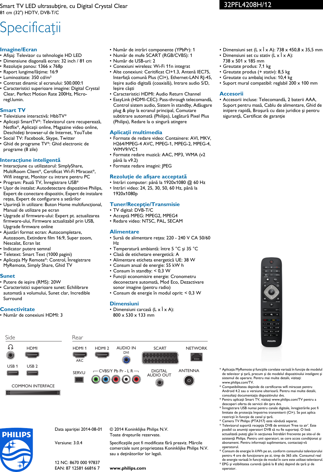Page 3 of 3 - Philips 32PFL4208H/12 Smart TV LED Ultrasubţire, Cu Digital Crystal Clear User Manual Pliant 32pfl4208h 12 Pss Ronro
