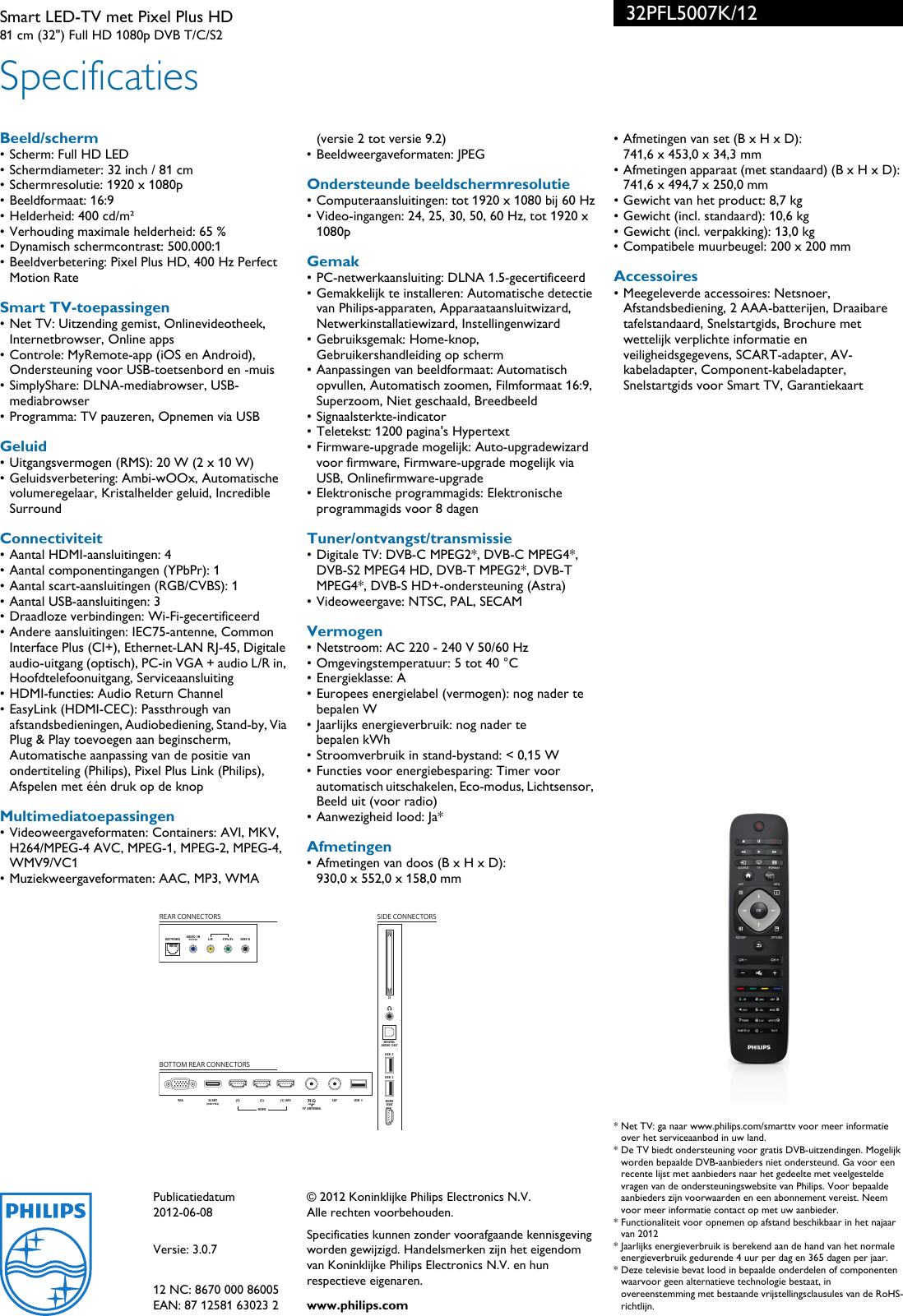 Page 3 of 3 - Philips 32PFL5007K/12 Leaflet 32PFL5007K_12 Released Netherlands (Dutch)  User Manual Brochure 32pfl5007k 12 Pss Nldnl