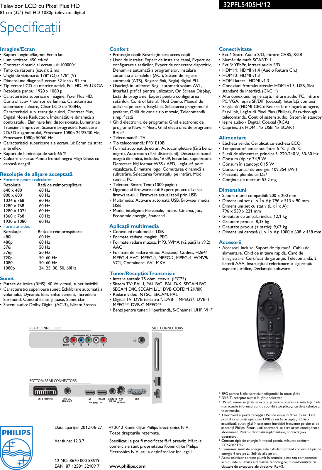 Page 3 of 3 - Philips 32PFL5405H/12 Televizor LCD Cu Pixel Plus HD User Manual Pliant 32pfl5405h 12 Pss Ronro