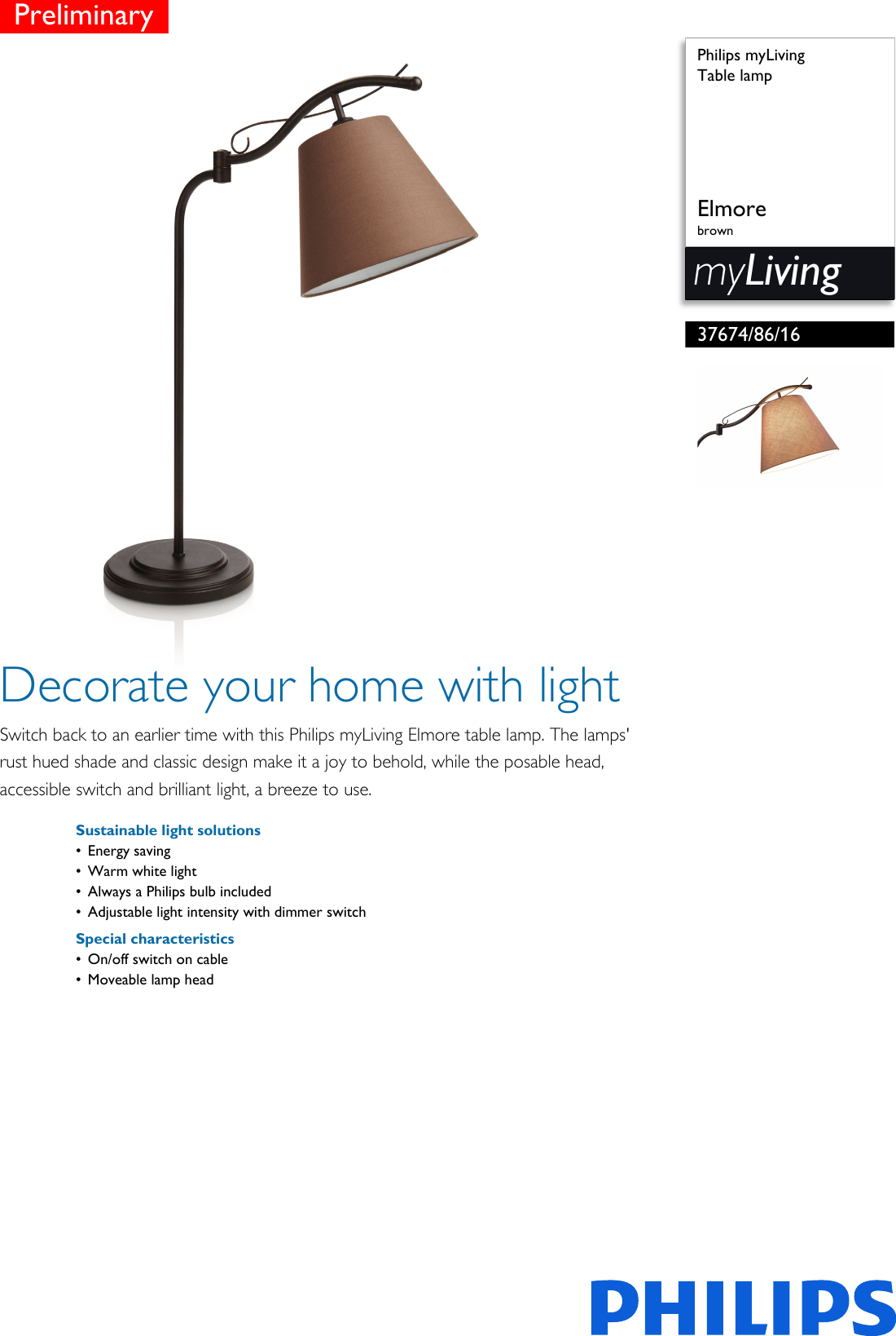 Philips 376748616 Table Lamp Letak Pss, Philips Myliving Table Lamp