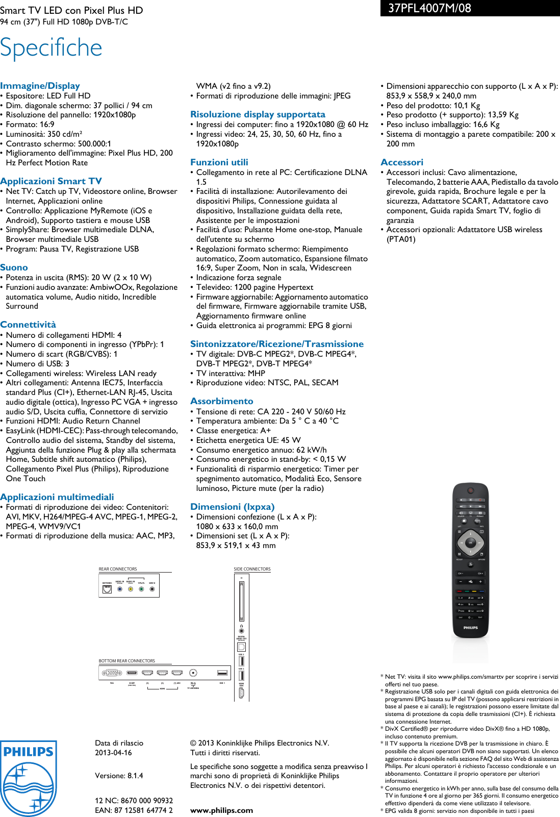 PHILIPS SMART TV USER MANUAL visual data 4