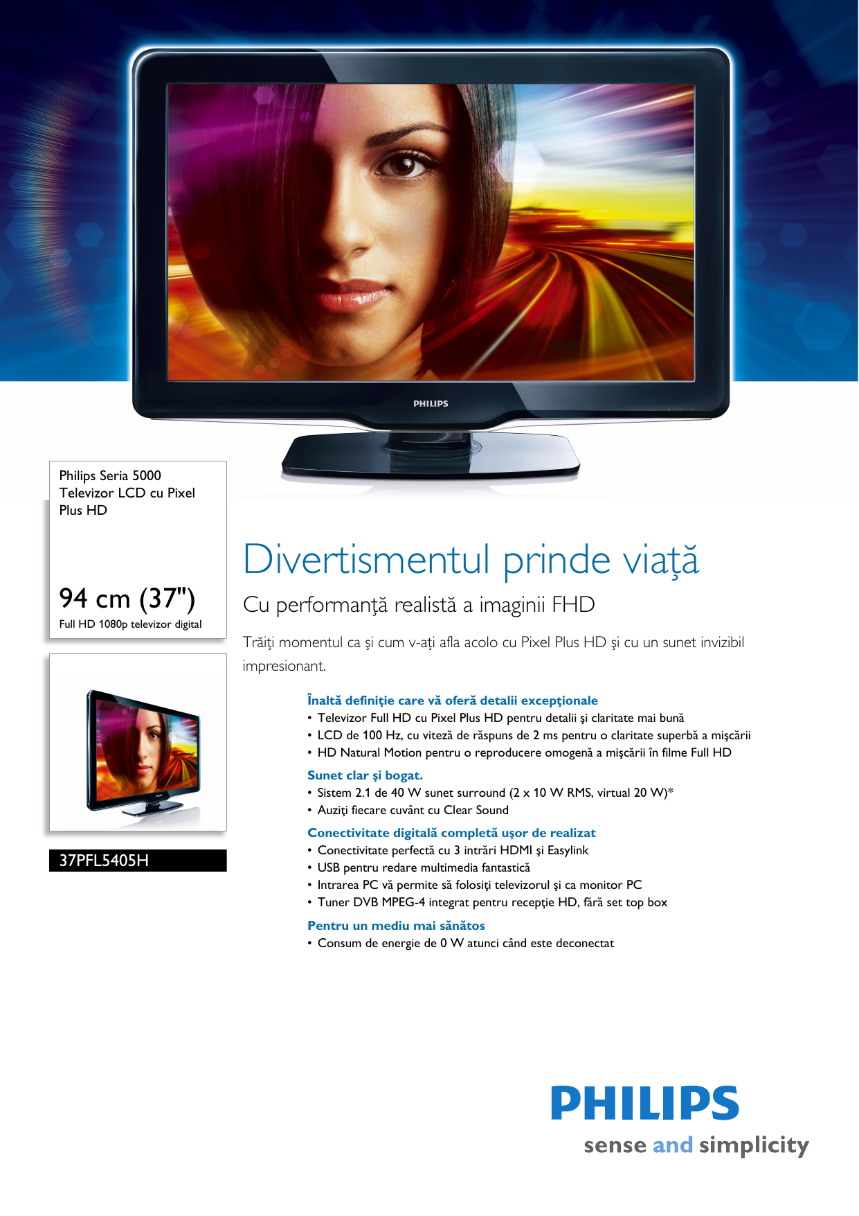 Page 1 of 3 - Philips 37PFL5405H/12 Televizor LCD Cu Pixel Plus HD User Manual Pliant 37pfl5405h 12 Pss Ronro