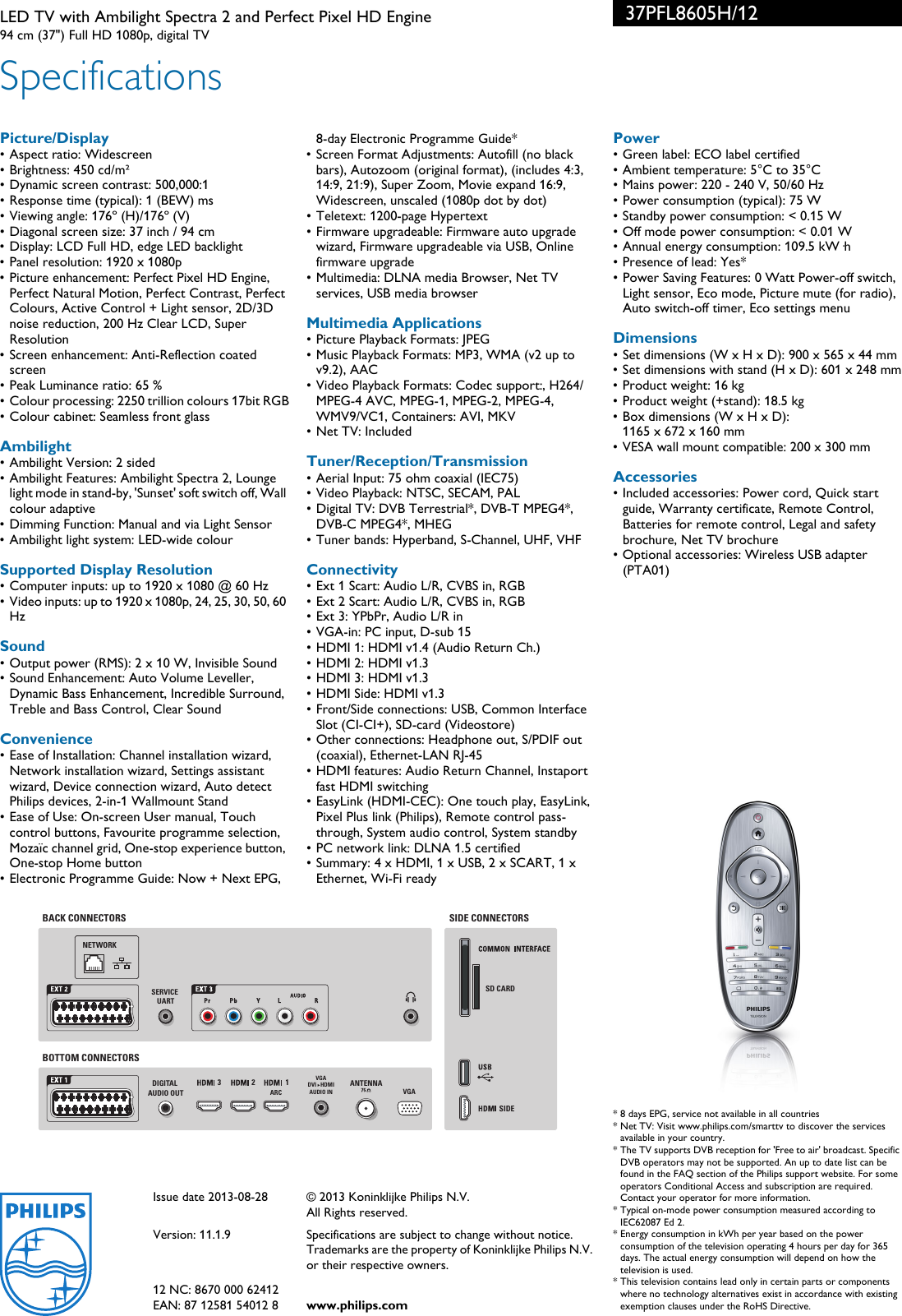 Page 3 of 3 - Philips 37PFL8605H/12 Leaflet 37PFL8605H_12 Released United Kingdom (English)  User Manual 37pfl8605h 12 Pss Enggb