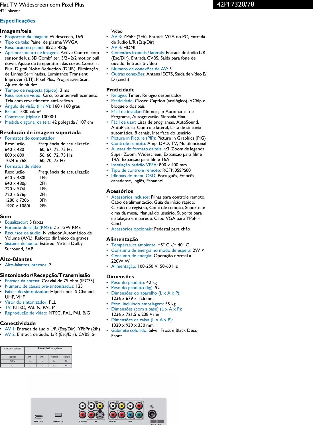 Page 2 of 3 - Philips 42PF7320/78 Flat TV Widescreen Com Pixel Plus User Manual Folheto 42pf7320 78 Pss Brpbr