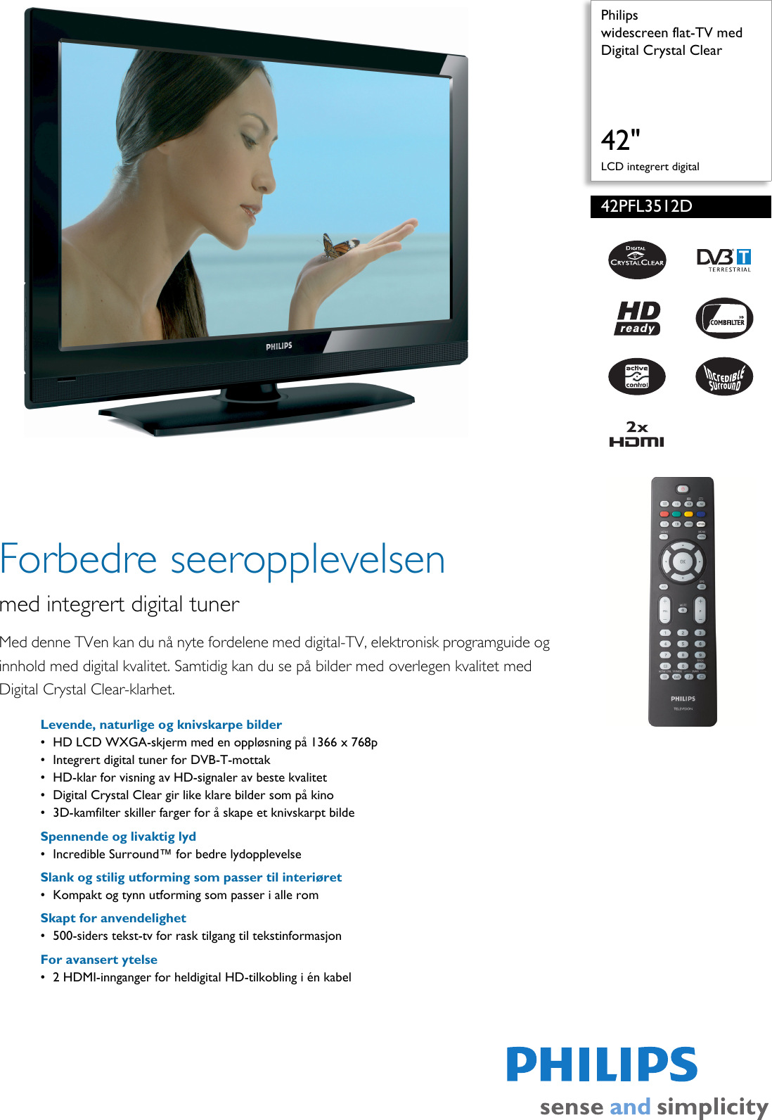 Philips 42PFL3512D/12 Widescreen Flat TV Med Digital Crystal Clear User  Manual Hefte 42pfl3512d 12 Pss Norno