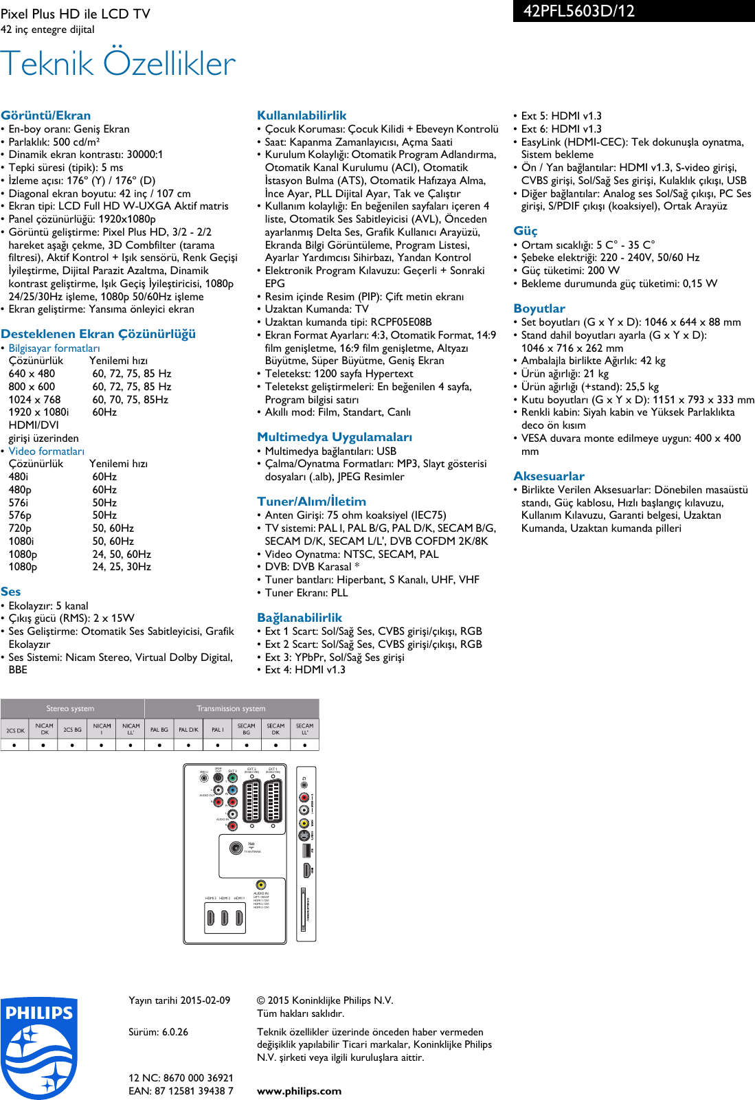 Page 3 of 3 - Philips 42PFL5603D/12 Pixel Plus HD Ile LCD TV User Manual Broşür 42pfl5603d 12 Pss Turtr