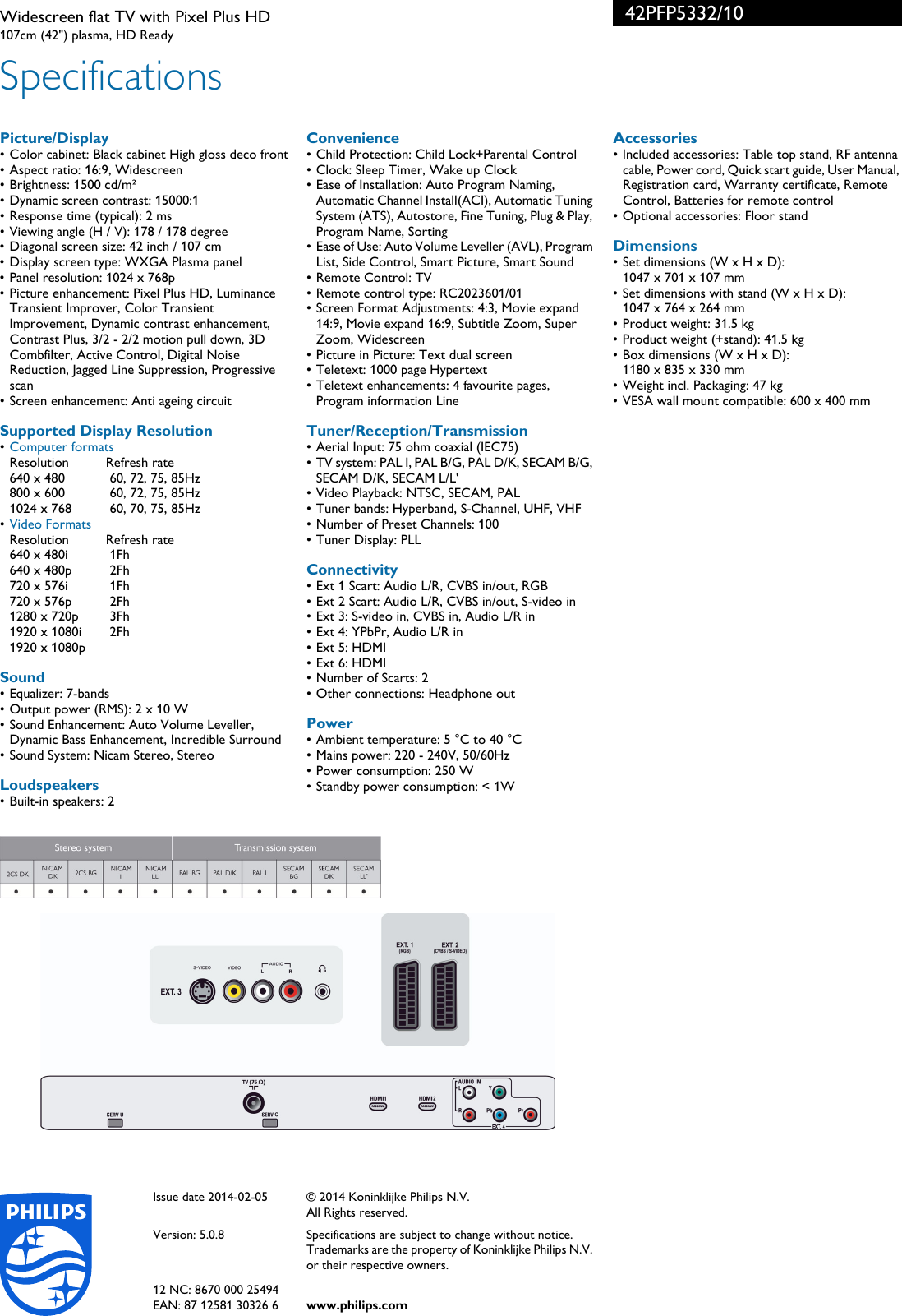 Page 3 of 3 - Philips 42PFP5332/10 Widescreen Flat TV With Pixel Plus HD User Manual Voldik 42pfp5332 10 Pss