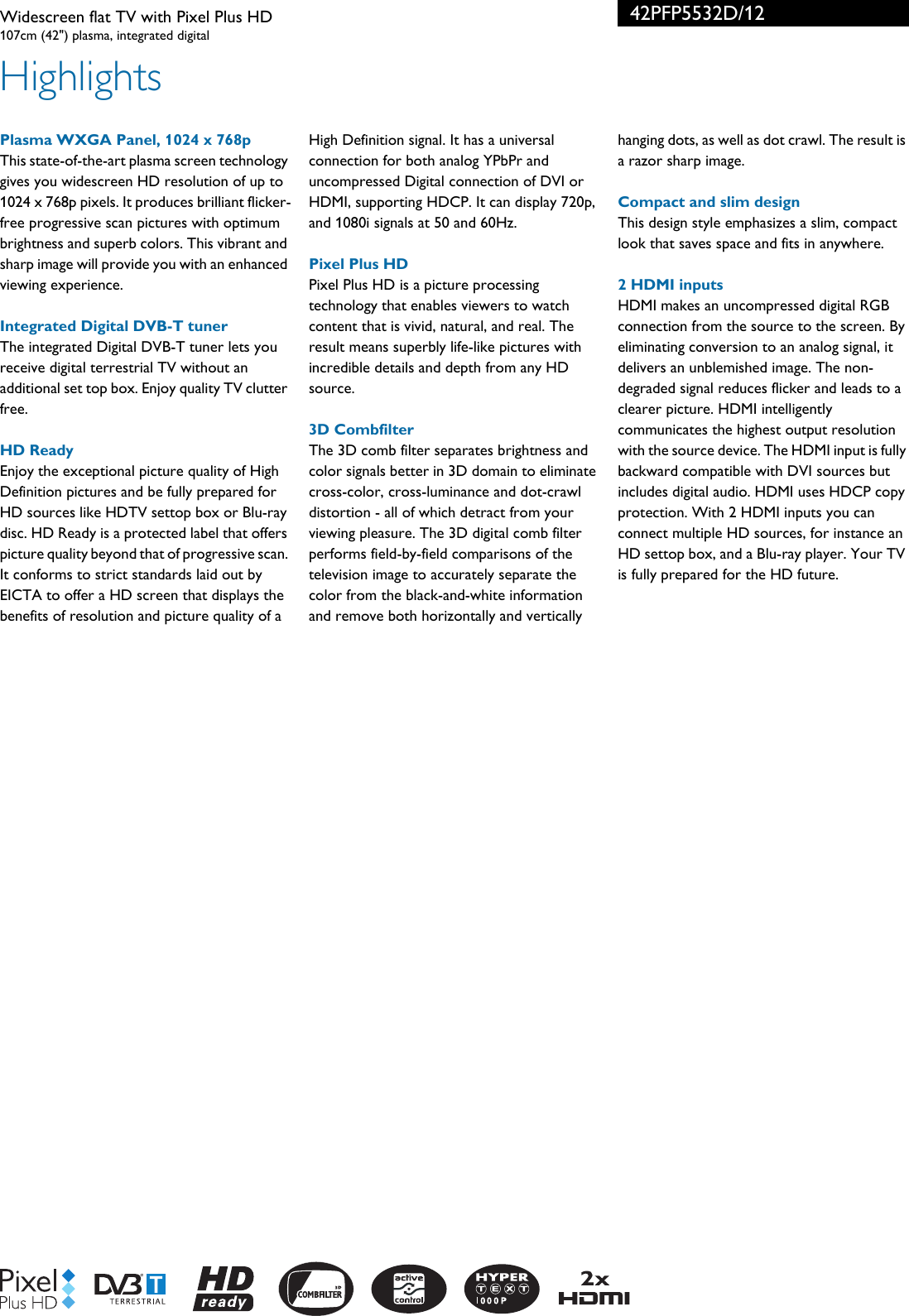 Page 2 of 3 - Philips 42PFP5532D/12 Widescreen Flat TV With Pixel Plus HD User Manual Voldik 42pfp5532d 12 Pss