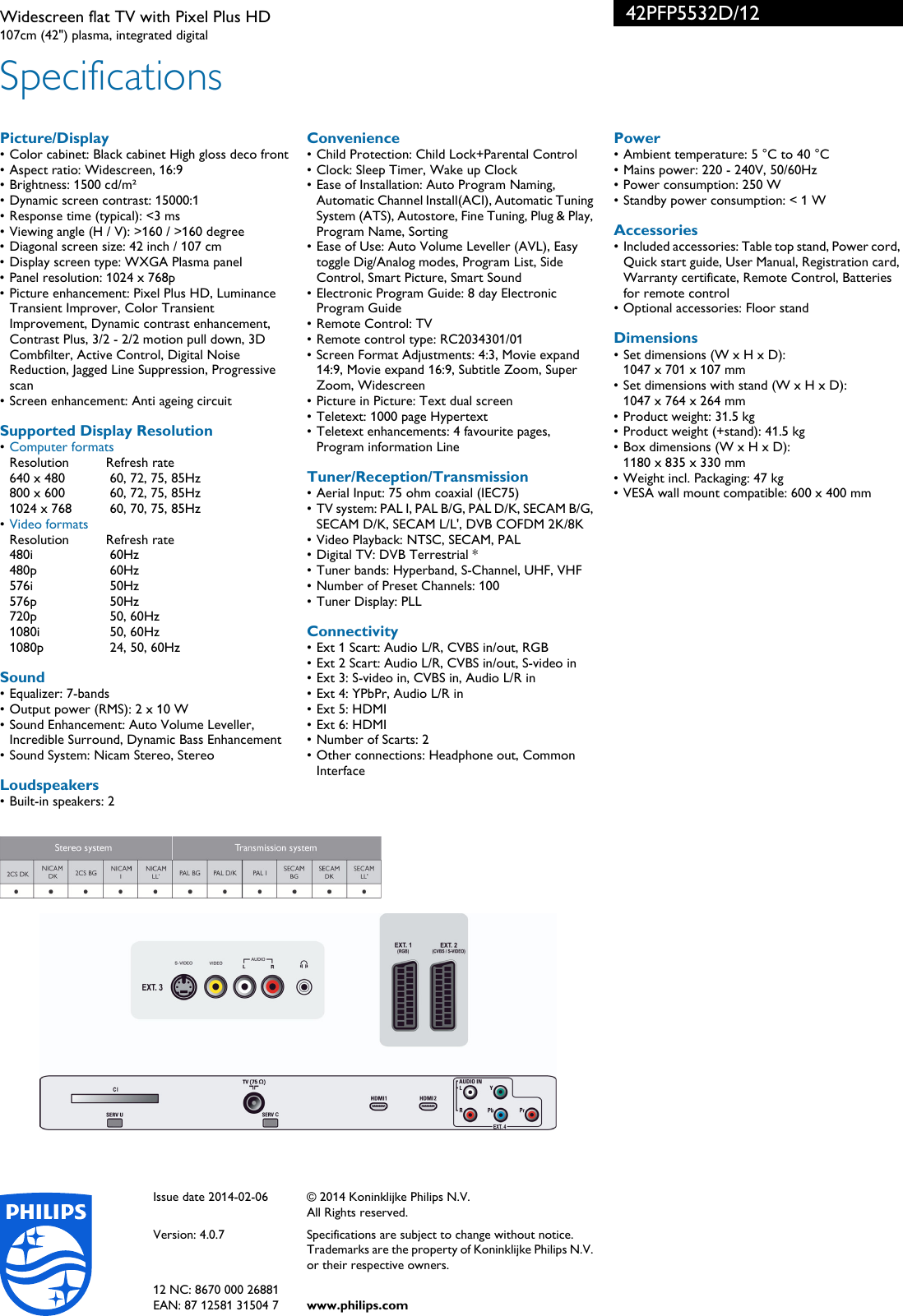 Page 3 of 3 - Philips 42PFP5532D/12 Widescreen Flat TV With Pixel Plus HD User Manual Voldik 42pfp5532d 12 Pss