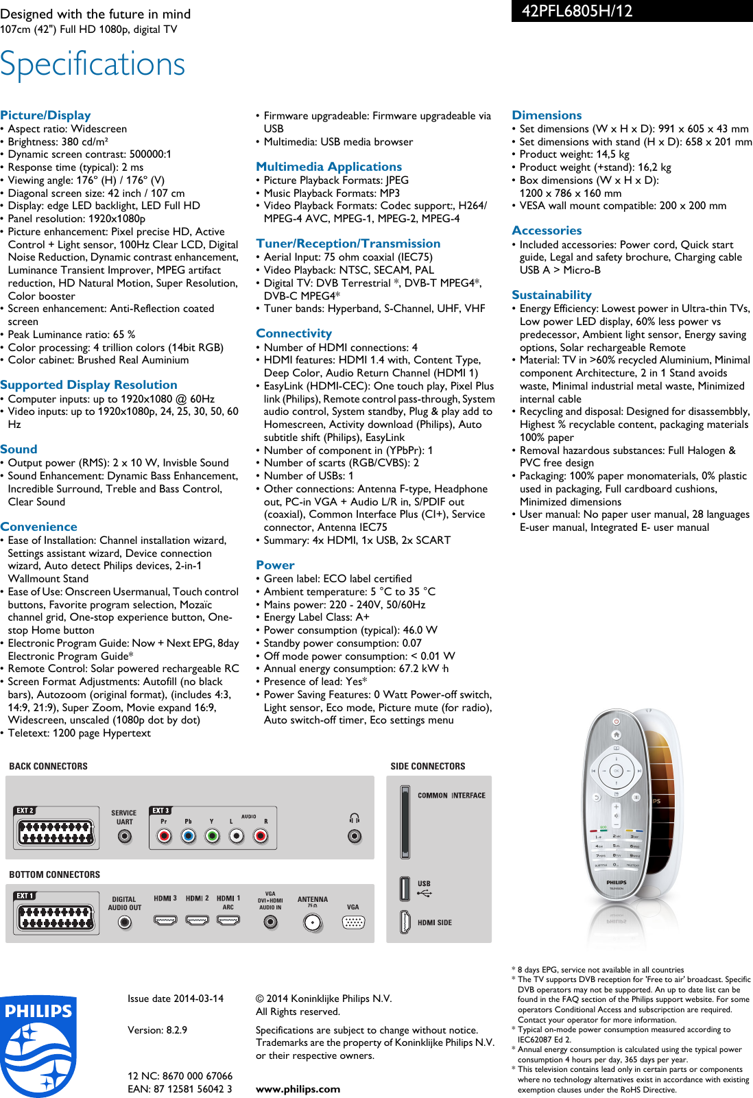 Page 3 of 3 - Philips 42PFL6805H/12 Designed With The Future In Mind Leaflet 42pfl6805h 12 Pss Aenus