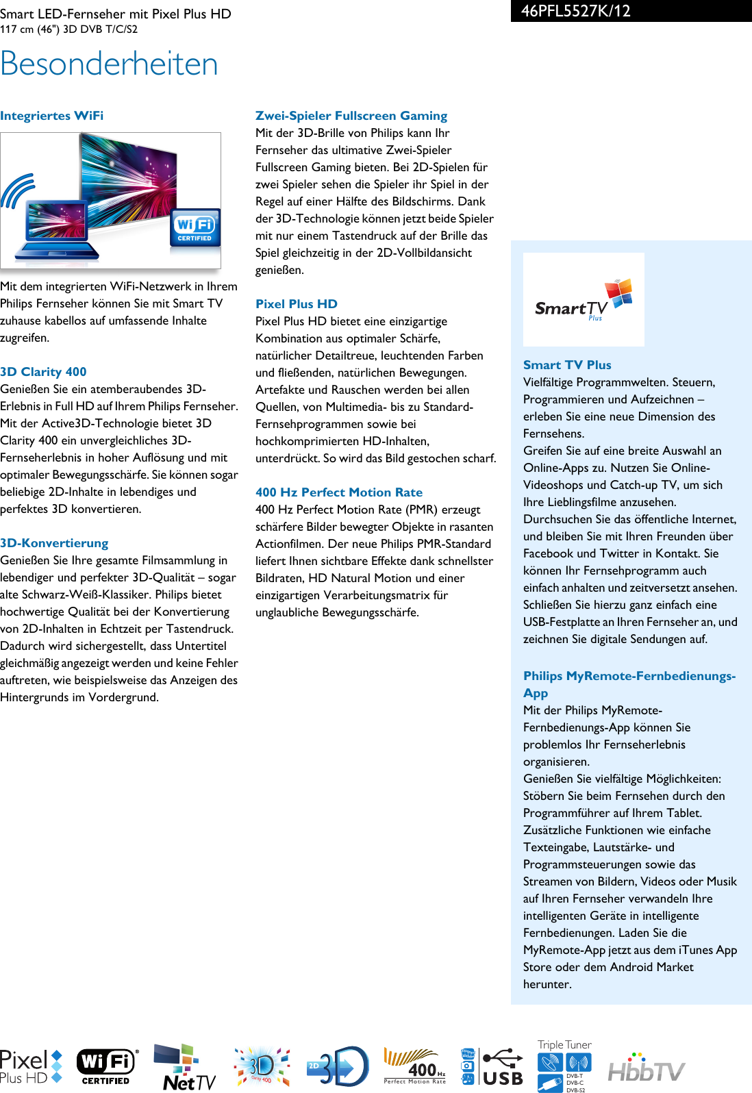 Page 2 of 3 - Philips 46PFL5527K/12 Leaflet 46PFL5527K_12 Released Switzerland (German)  User Manual Datenblatt 46pfl5527k 12 Pss Deuch