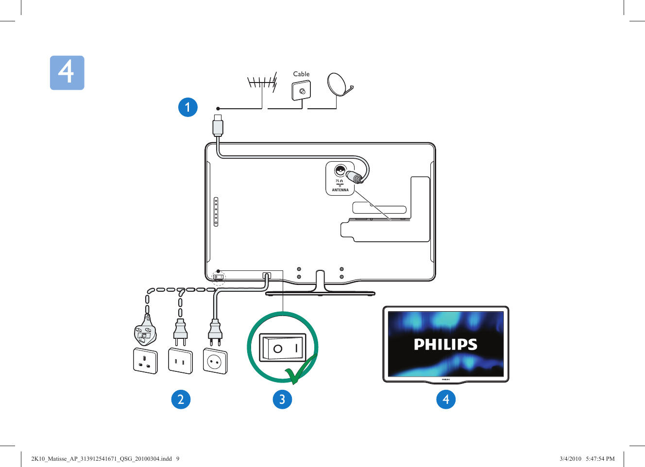Page 9 of 12 - Philips 46PFL8605/98 2K10_Matisse_AP_313912541671_QSG_20100304 User Manual Quick Start Guide 46pfl8605 98 Qsg Fra