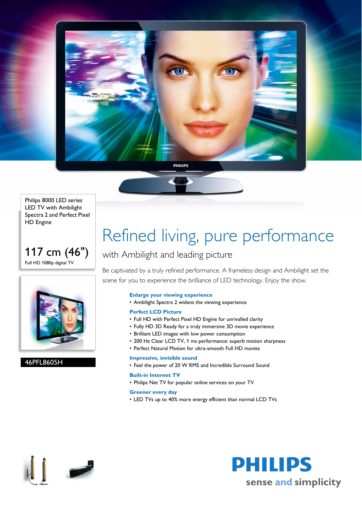 Page 1 of 3 - Philips 46PFL8605H/60 LED TV With Ambilight Spectra 2 And Perfect Pixel HD Engine ... 46pfl8605h 60 Pss Engie