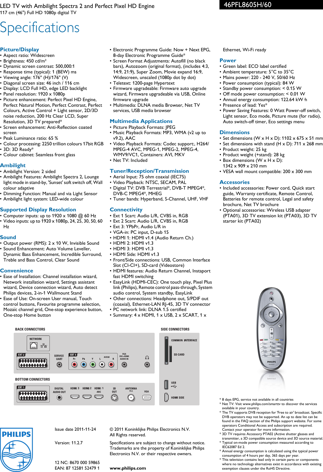 Page 3 of 3 - Philips 46PFL8605H/60 LED TV With Ambilight Spectra 2 And Perfect Pixel HD Engine ... 46pfl8605h 60 Pss Engie