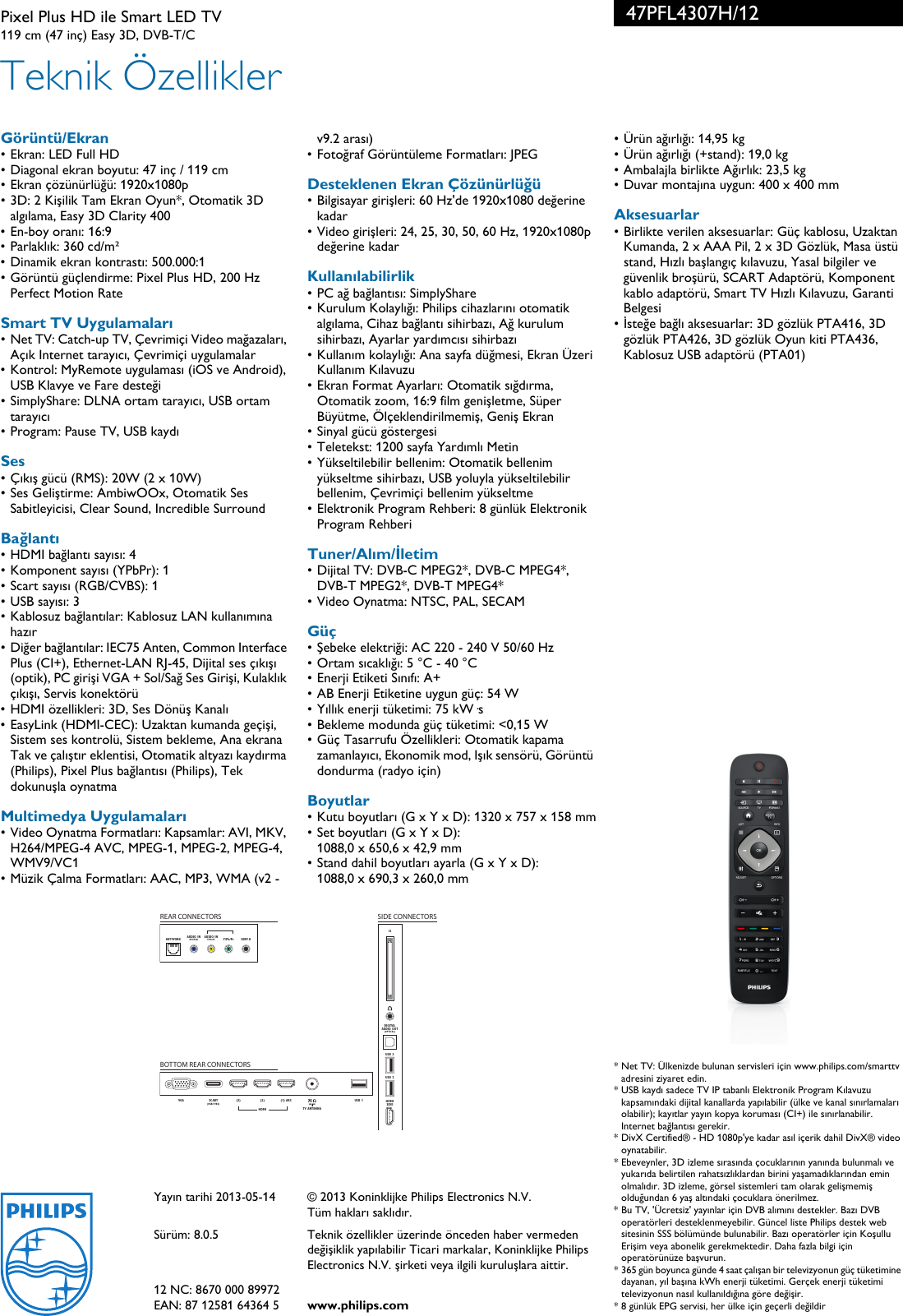 Philips 47pfl4307h 12 Pixel Plus Hd Ile Smart Led Tv User Manual Brosur 47pfl4307h 12 Pss Turtr