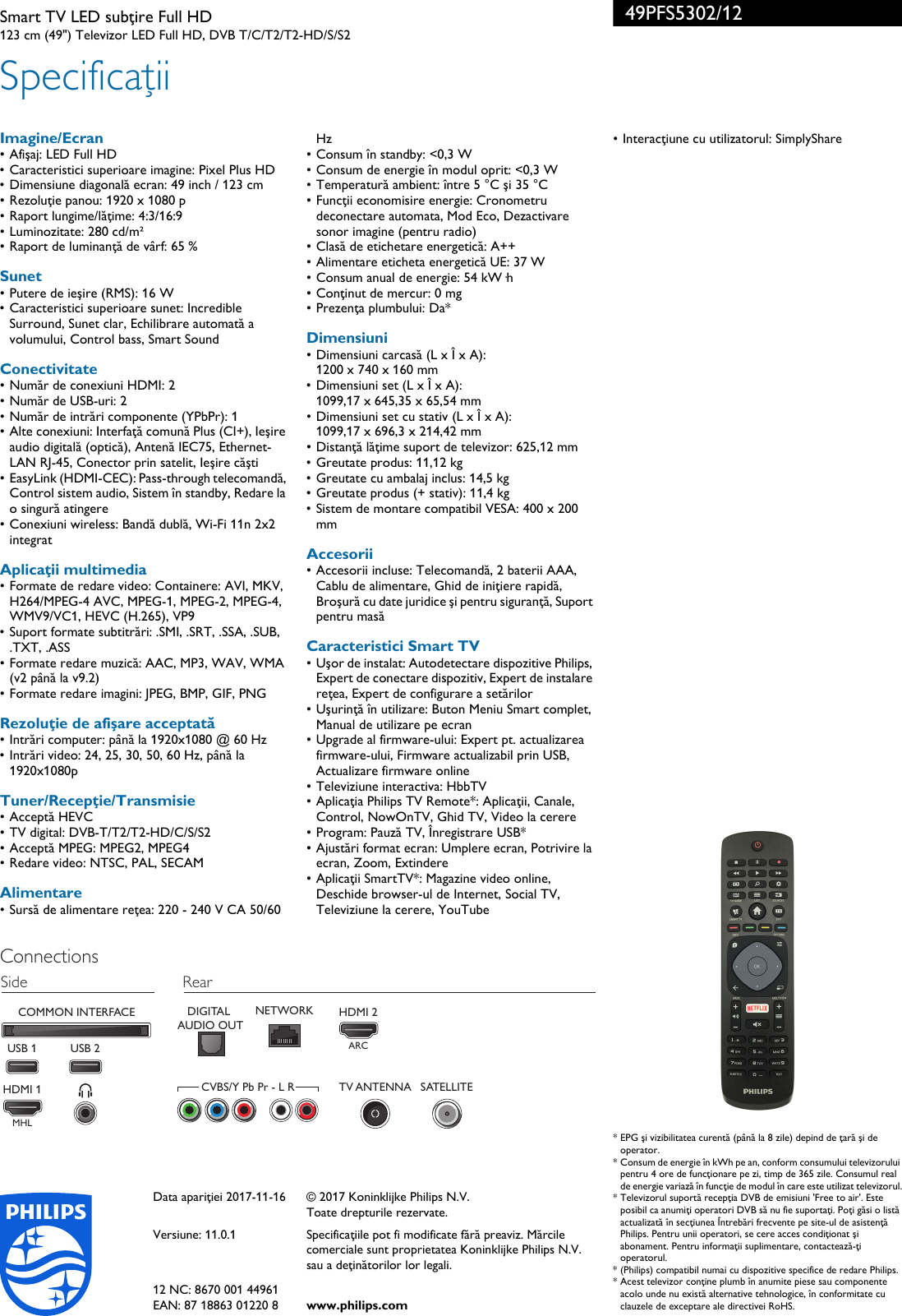 Page 3 of 3 - Philips 49PFS5302/12 Smart TV LED, Subţire, Full HD Cu Pixel Plus User Manual Pliant 49pfs5302 12 Pss Ronro