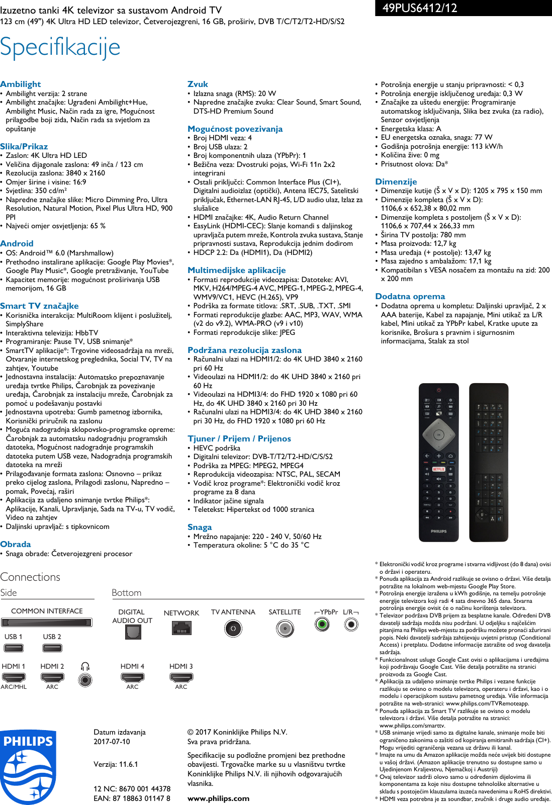 Page 3 of 3 - Philips 49PUS6412/12 Izuzetno Tanki 4K Televizor Sa Sustavom Android TV S Tehnologijama Ambilight 2 Strane I Pixel Plus Ultra User Manual Letak 49pus6412 12 Pss Hrvhr