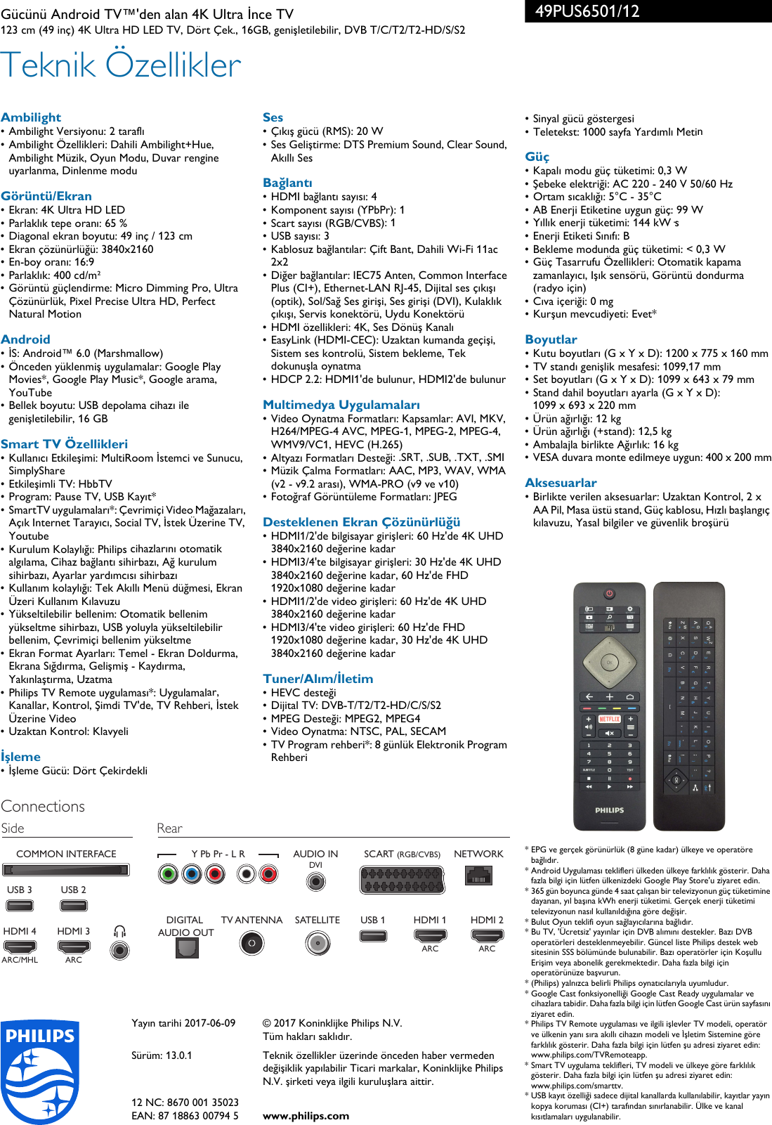Page 3 of 3 - Philips 49PUS6501/12 Gücünü Android™'den Alan 2 Taraflı Ambilight Ve Pixel Precise Ultra HD Özellikli 4K İnce TV User Manual Broşür 49pus6501 12 Pss Turtr
