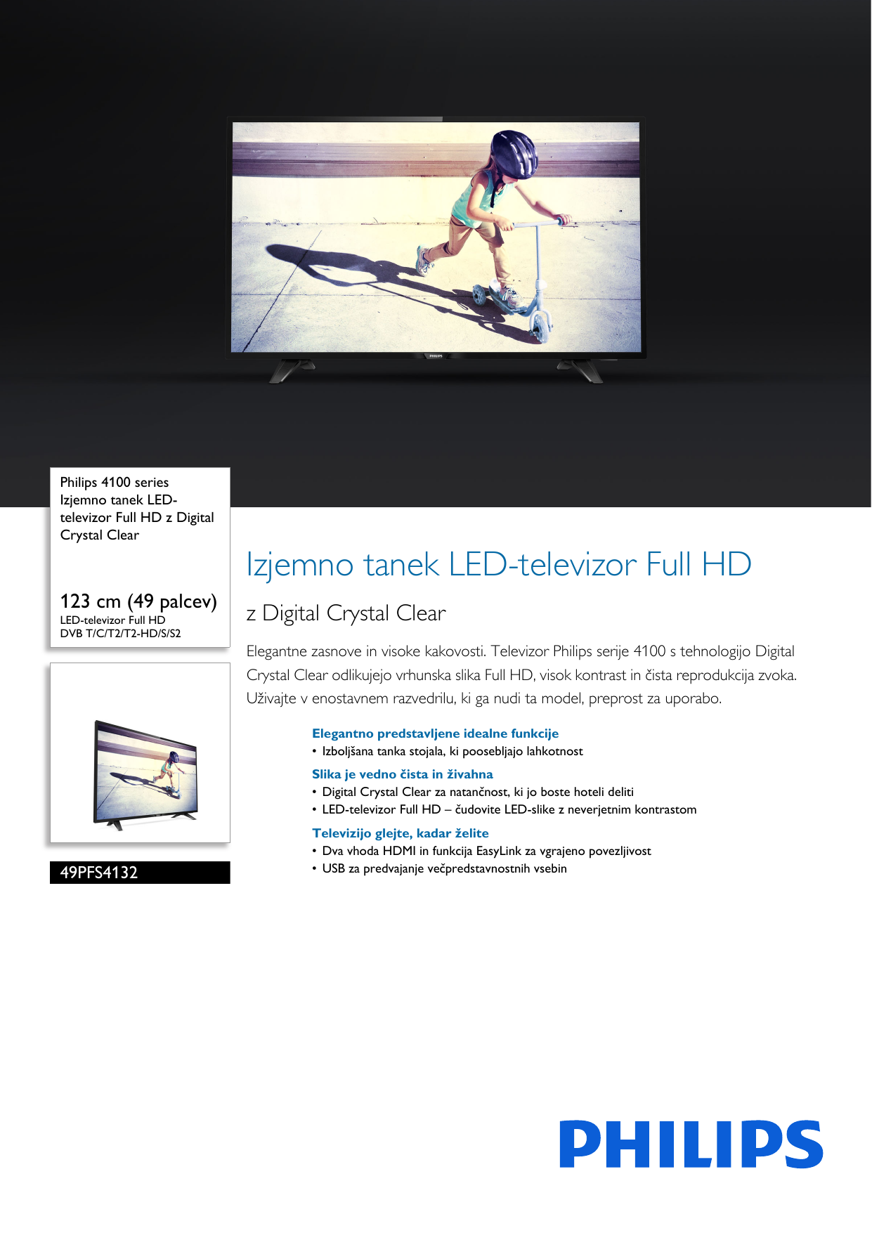Page 1 of 3 - Philips 49PFS4132/12 Izjemno Tanek LED-televizor Full HD Z Digital Crystal Clear ... 49pfs4132 12 Pss Slvsi