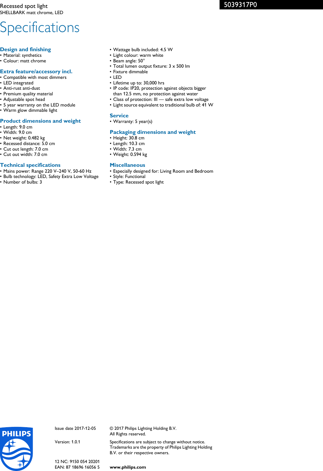 Page 3 of 3 - Philips 50393/17/P0 Leaflet 5039317P0 Released United Kingdom (English)  User Manual Pss Enggb