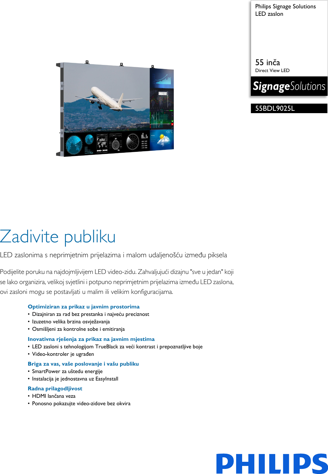 Page 1 of 2 - Philips 55BDL9025L/00 LED Zaslon User Manual Letak 55bdl9025l 00 Pss Hrvhr