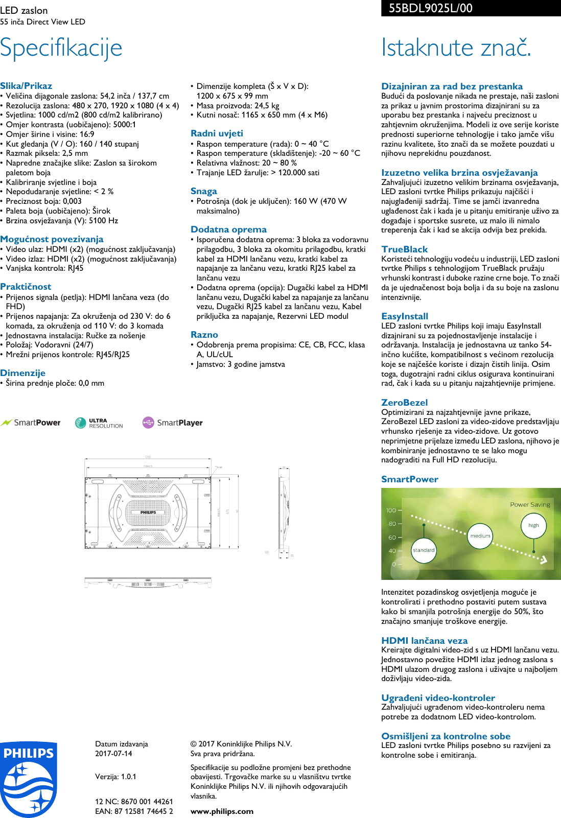 Page 2 of 2 - Philips 55BDL9025L/00 LED Zaslon User Manual Letak 55bdl9025l 00 Pss Hrvhr