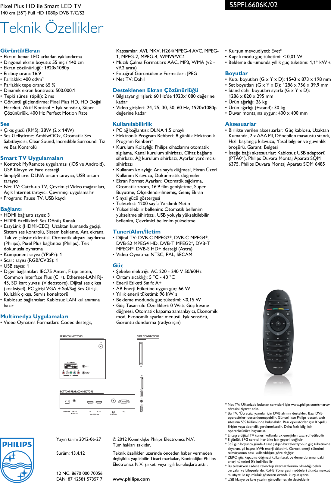 Philips 55pfl6606k 02 Pixel Plus Hd Ile Smart Led Tv User Manual Brosur 55pfl6606k 02 Pss Turtr