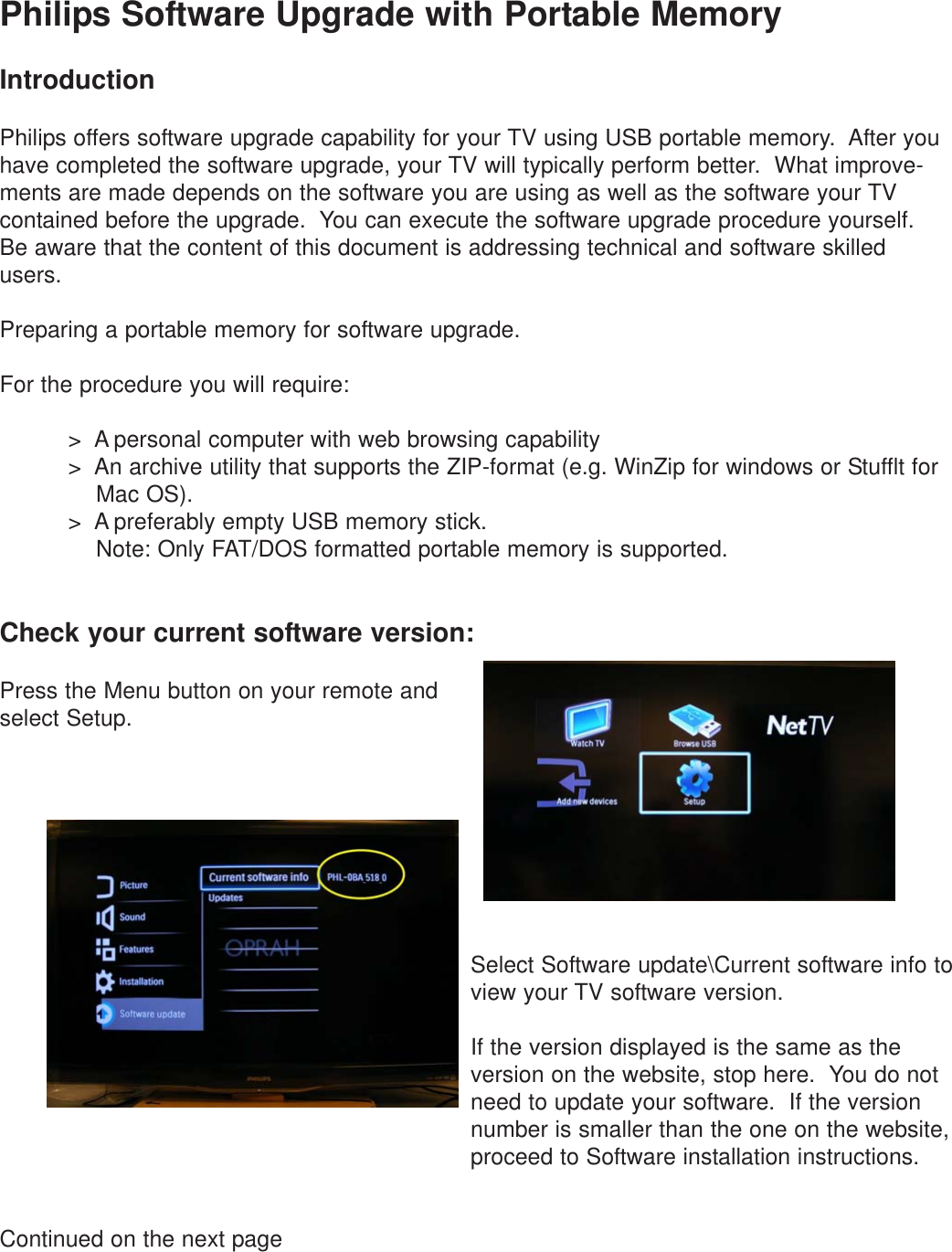 Page 1 of 3 - Philips 55PFL7505D/F7 C User Manual Firmware Upgrade Readme File 55pfl7505d F7 Fur Aen