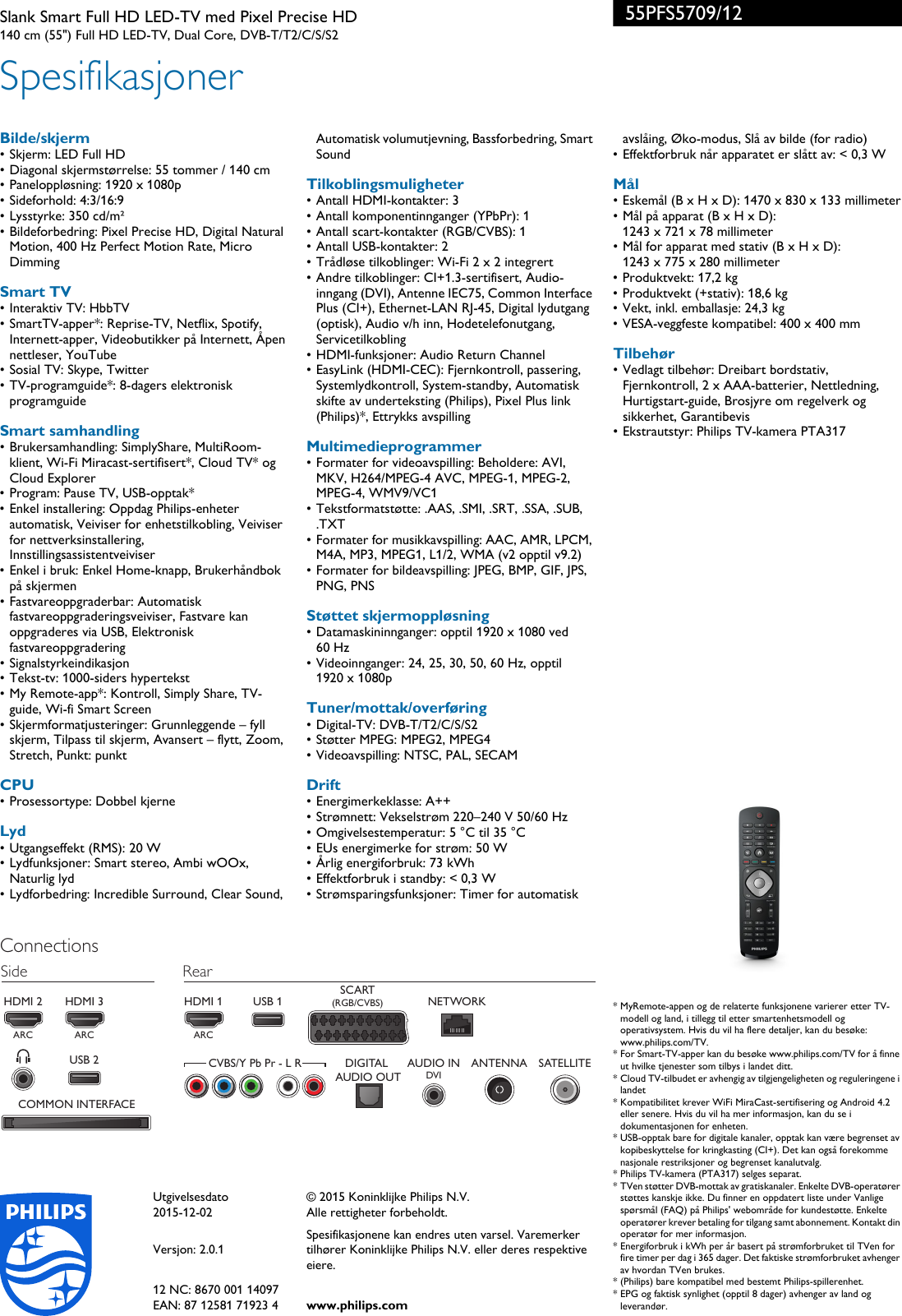 Page 3 of 3 - Philips 55PFS5709/12 Leaflet 55PFS5709_12 Released Norway (Norwegian)  User Manual Hefte 55pfs5709 12 Pss Norno