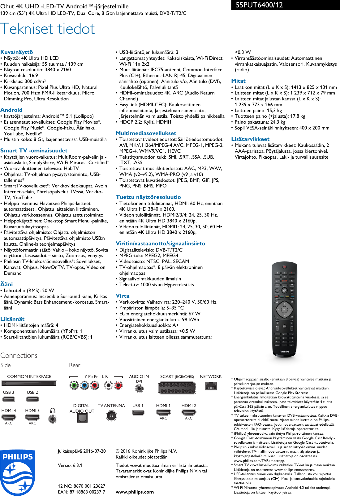 Page 3 of 3 - Philips 55PUT6400/12 Leaflet 55PUT6400_12 Released Finland (Finnish)  User Manual Esite 55put6400 12 Pss Finfi
