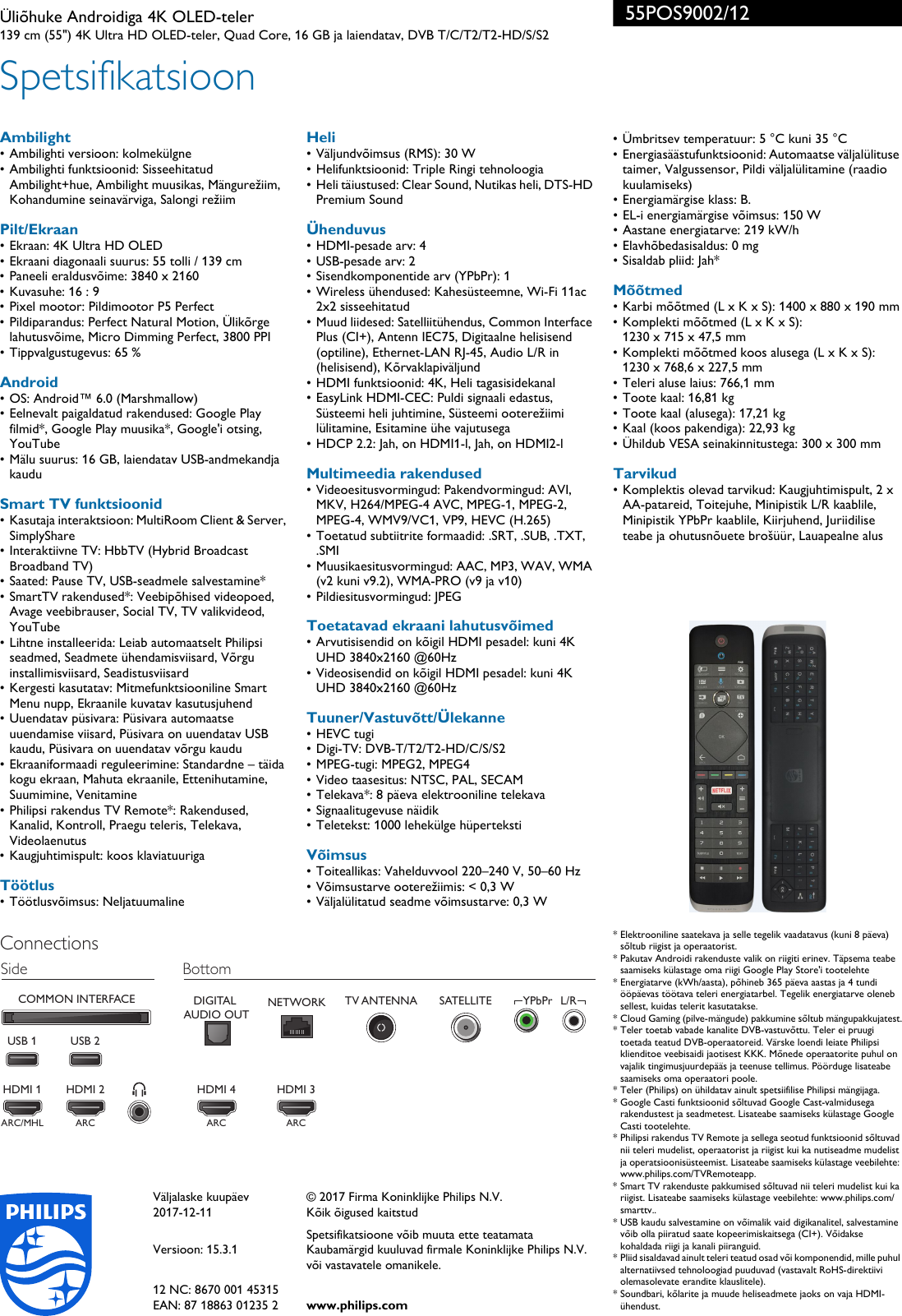 Page 3 of 3 - Philips 55POS9002/12 4K õhkõhuke Androidiga OLED Teler Kolmekülgse Ambilighti Ja P5 Perfect Pildimootoriga ÃµhkÃµhuke ... 55pos9002 12 Pss Estee