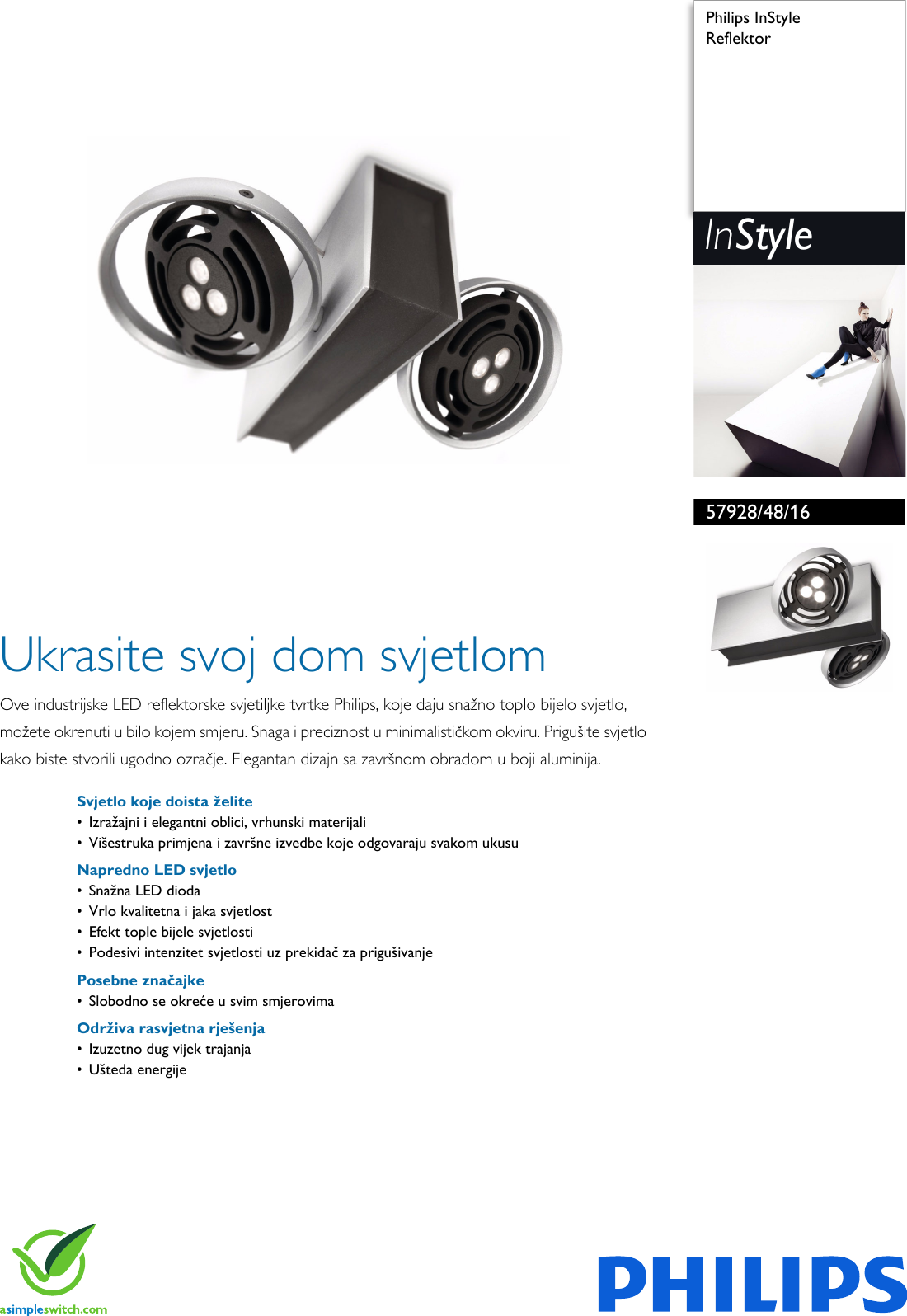 Page 1 of 3 - Philips 57928/48/16 579284816 Reflektor User Manual Letak Pss Hrvhr