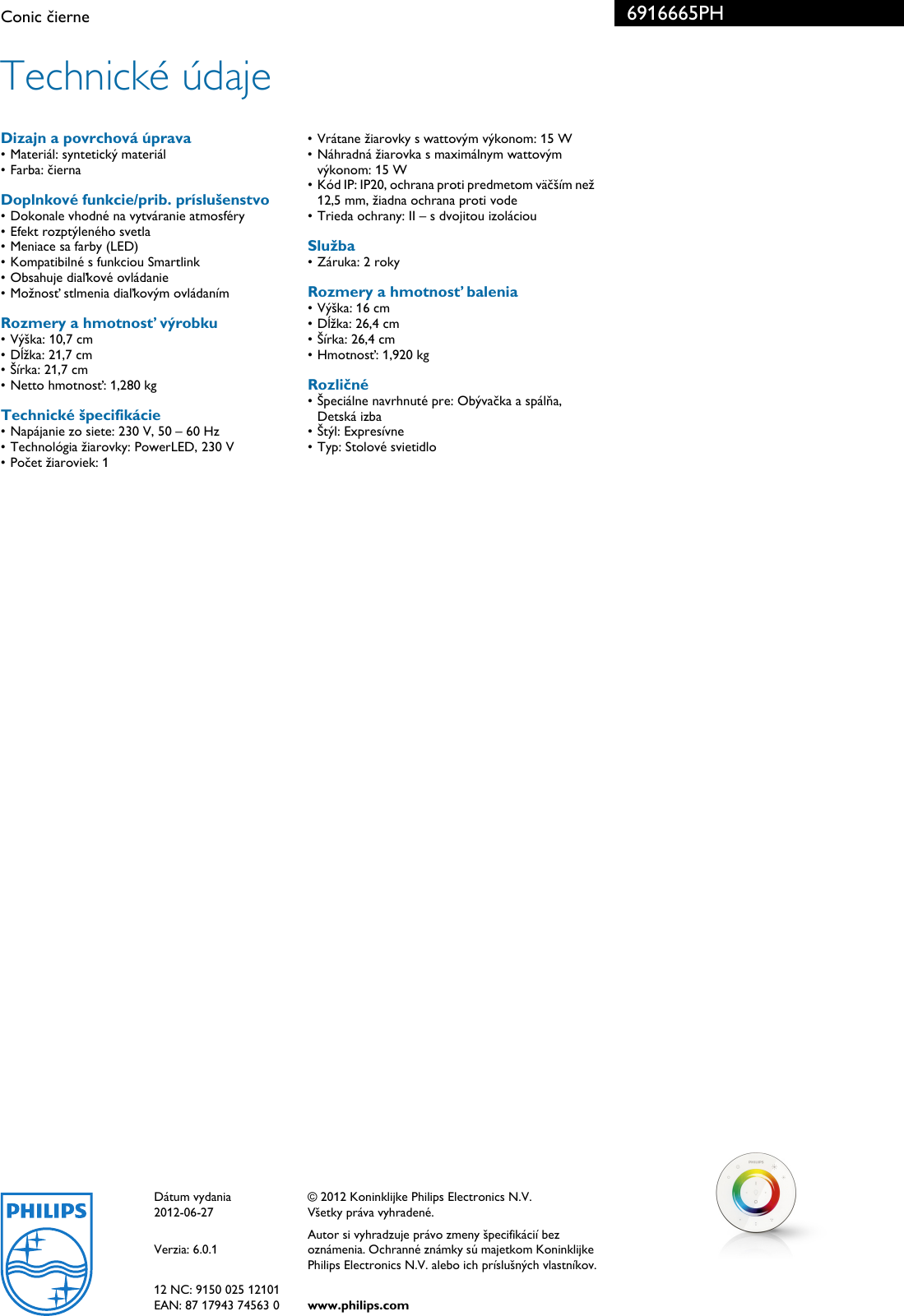 Philips 69166 65 Ph 6916665ph Conic Cierne User Manual Prospekt Pss Slksk