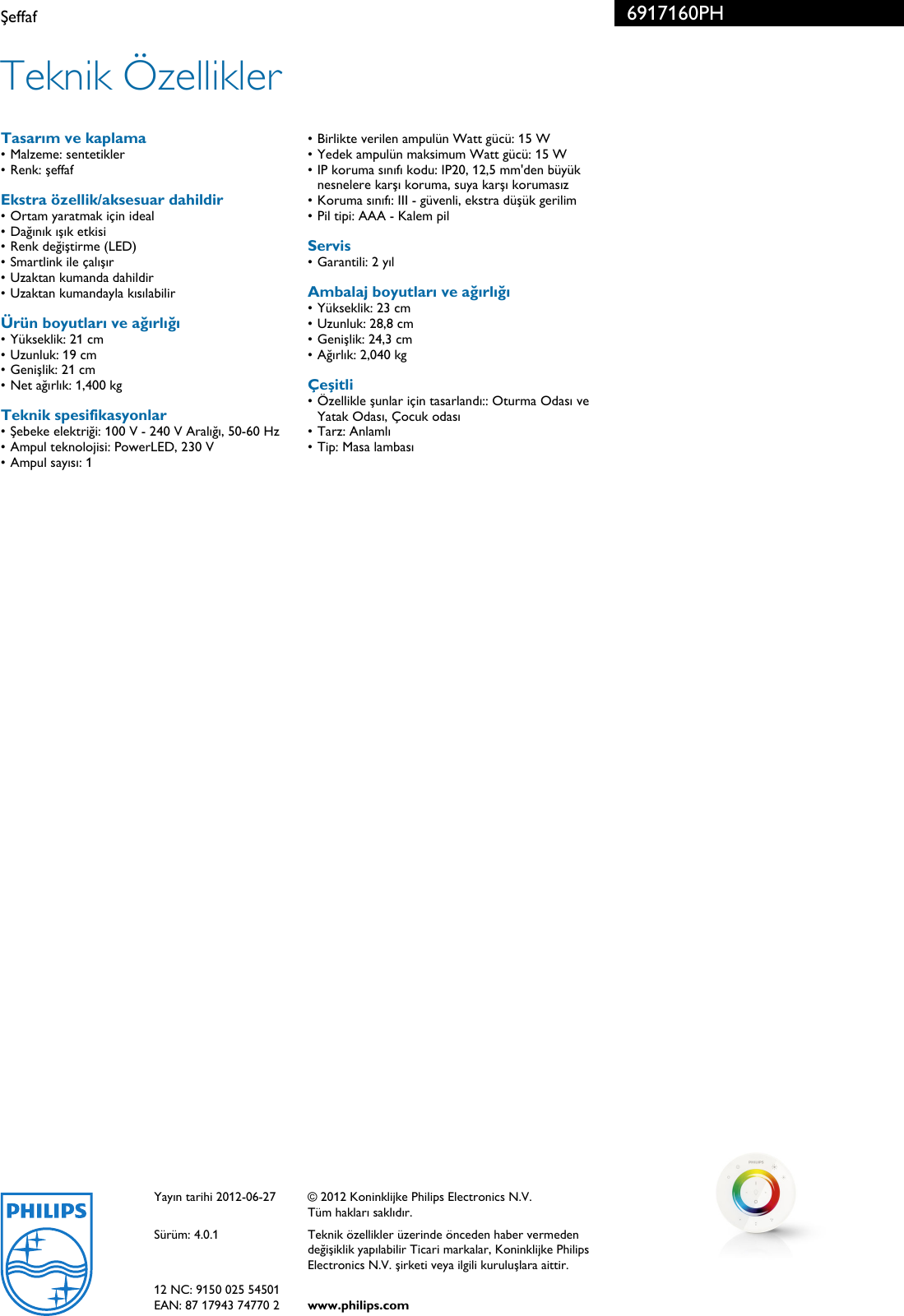 Page 3 of 3 - Philips 69171/60/PH 6917160PH Şeffaf User Manual Broşür Pss Turtr