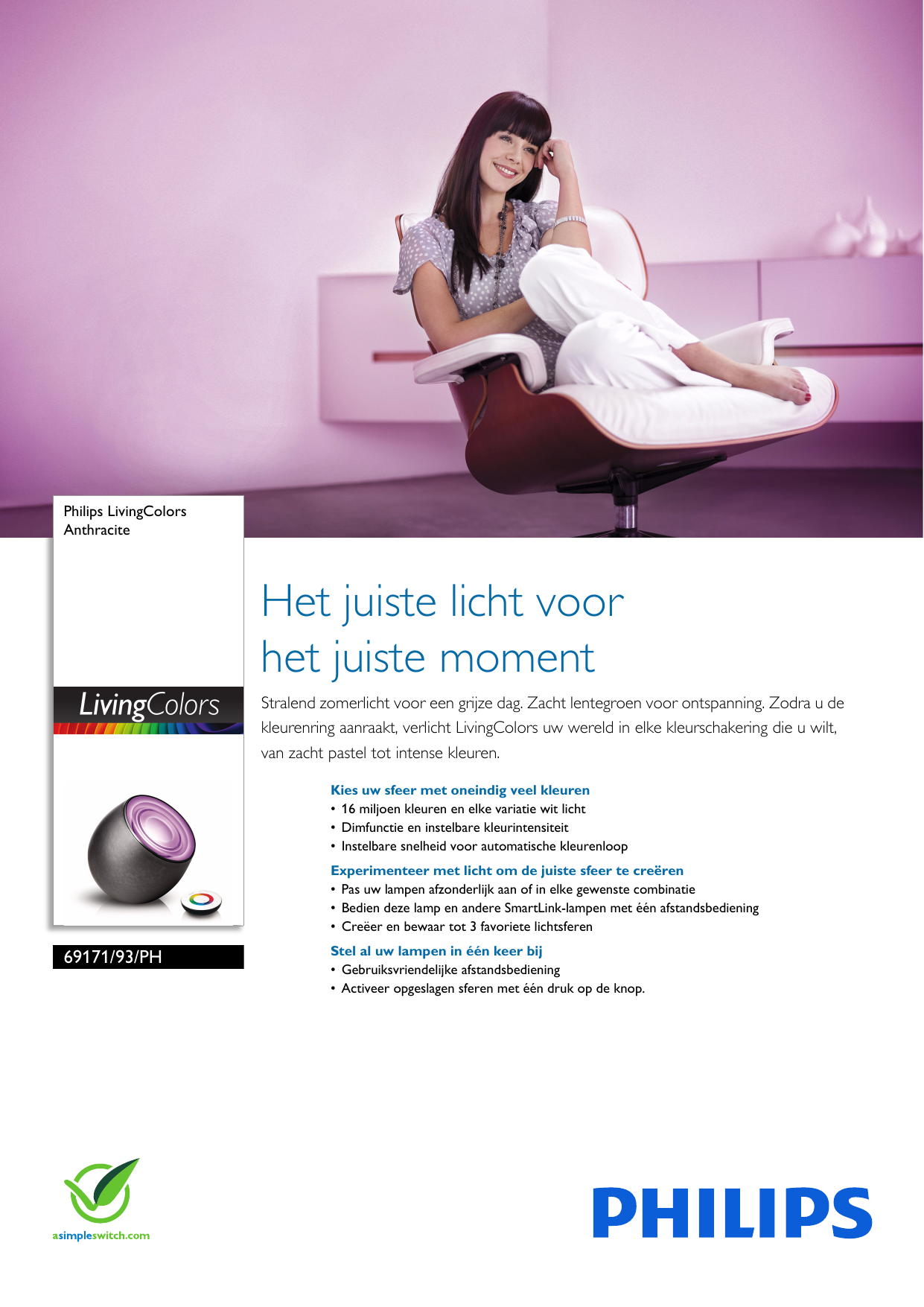 Page 1 of 3 - Philips 69171/93/PH 6917193PH Anthracite User Manual Brochure Pss Nldnl