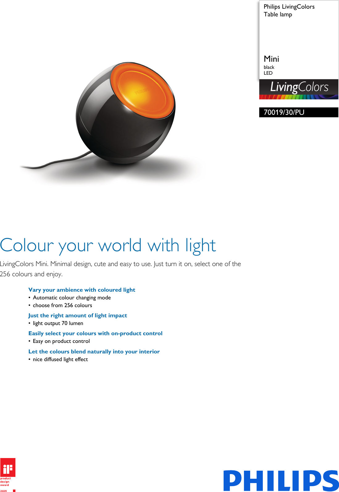 Page 1 of 2 - Philips 70019/30/PU 7001930PU Table Lamp User Manual Leaflet Pss Engie