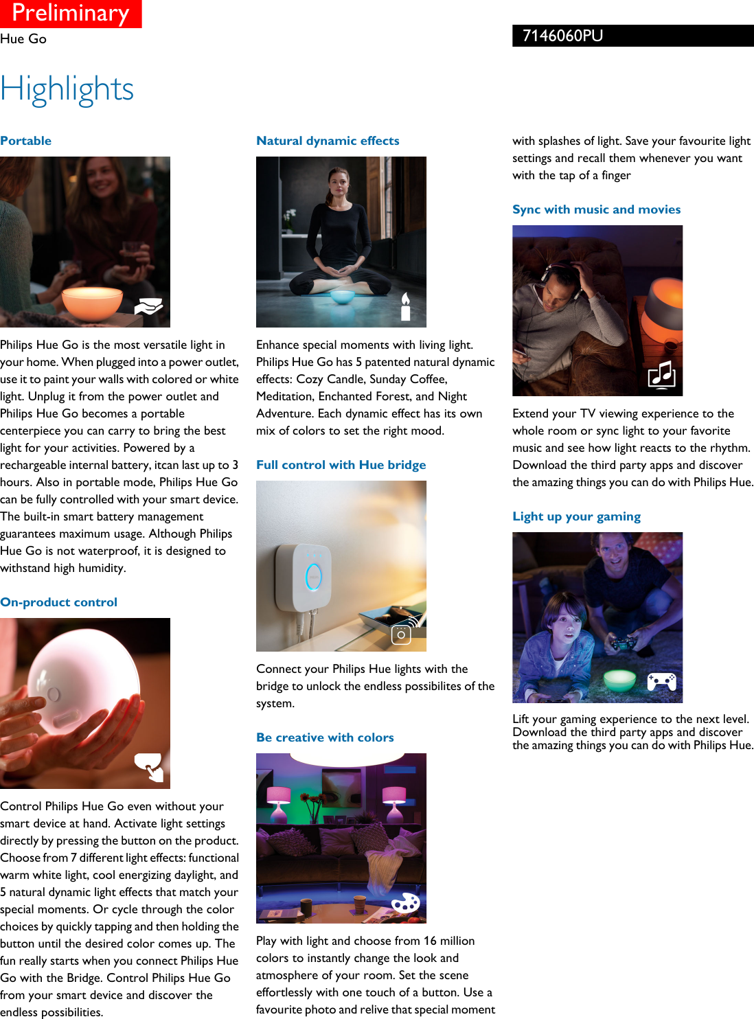 Page 2 of 3 - Philips 71460/60/PU 7146060PU Hue Go User Manual Leaflet Pss Aenhk