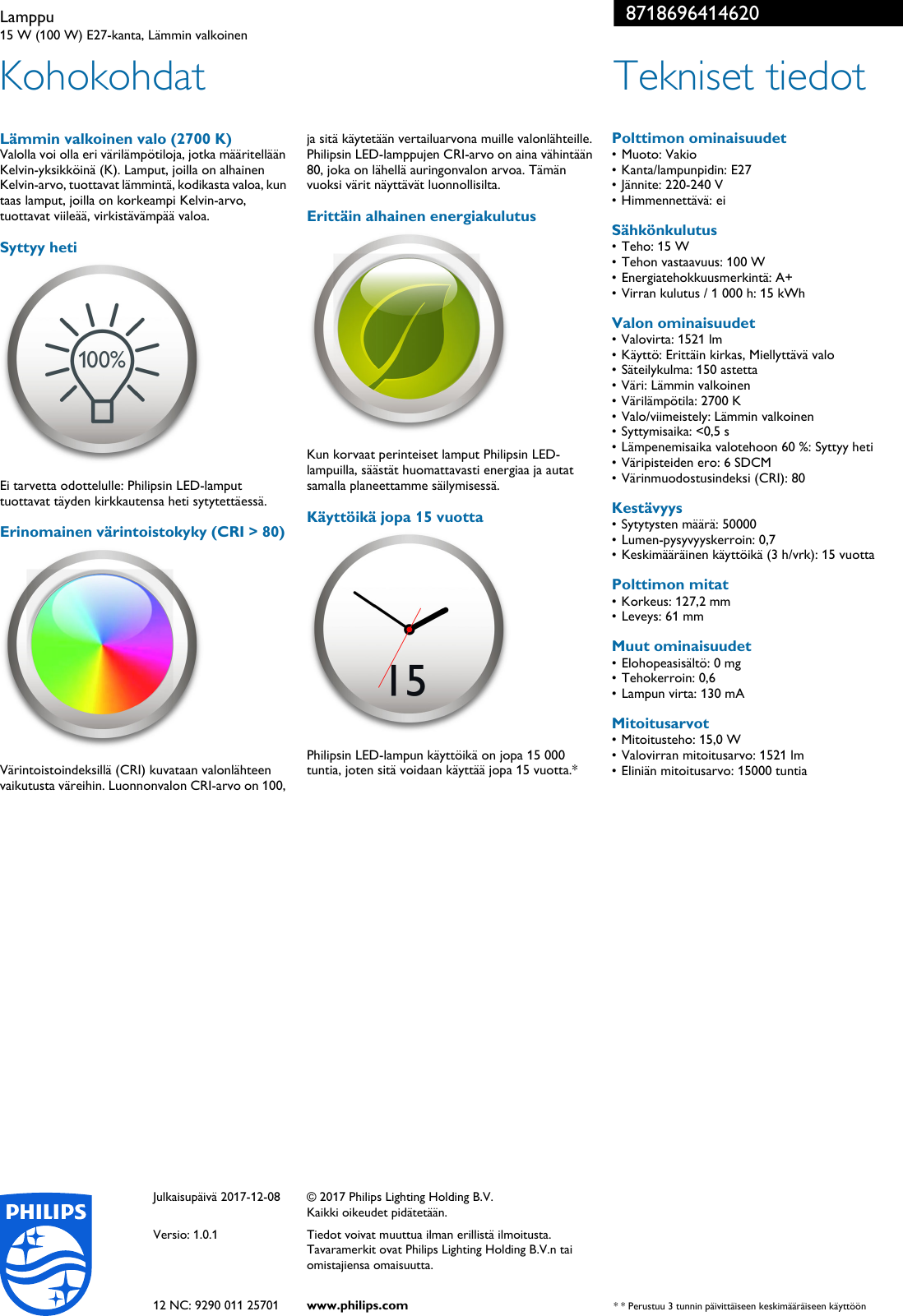 Page 2 of 2 - Philips 8718696414620 Leaflet Released Finland (Finnish)  User Manual Esite Pss Finfi