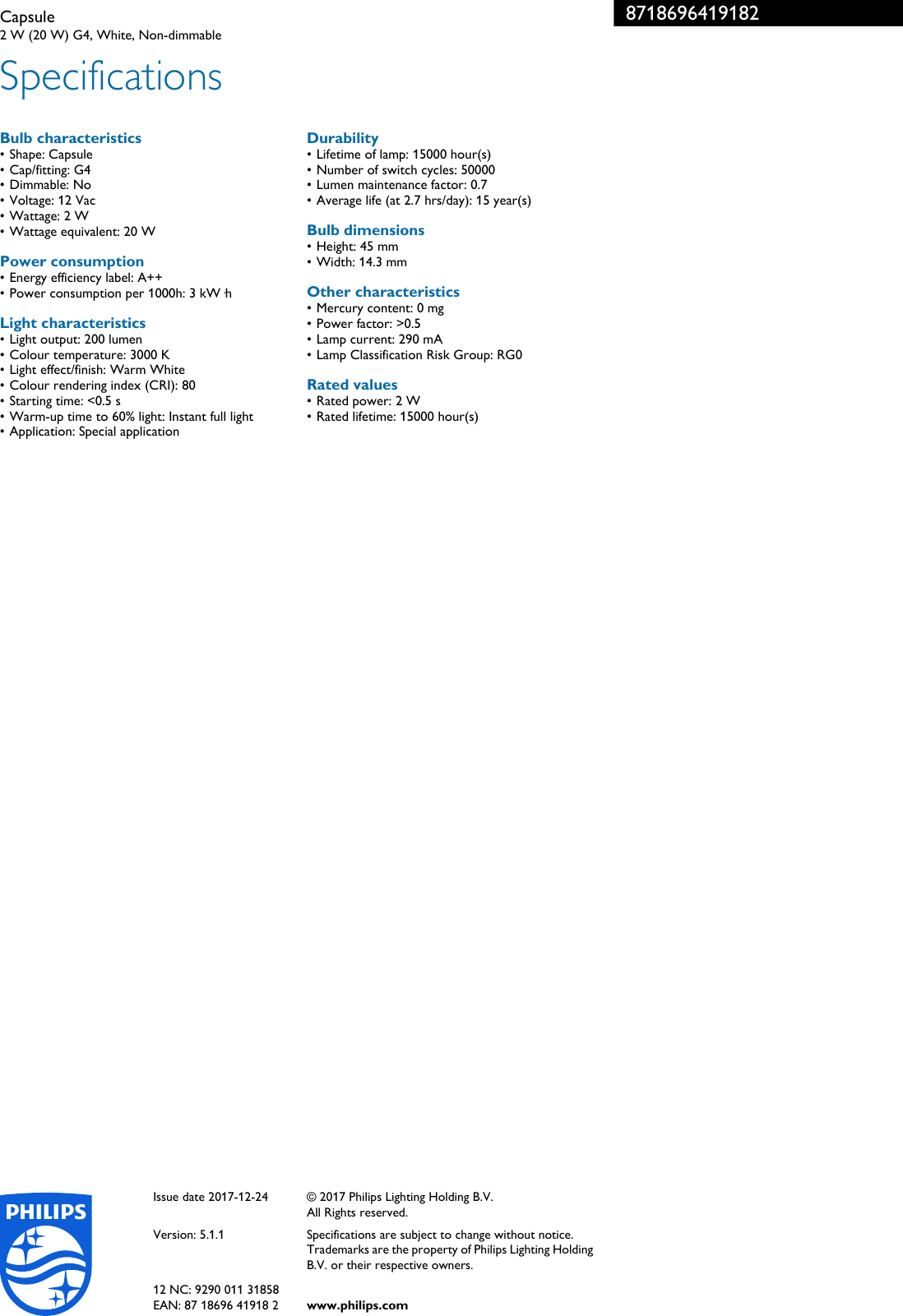 Page 3 of 3 - Philips 8718696419182 Leaflet Released Ireland (English) User Manual Pss Engie