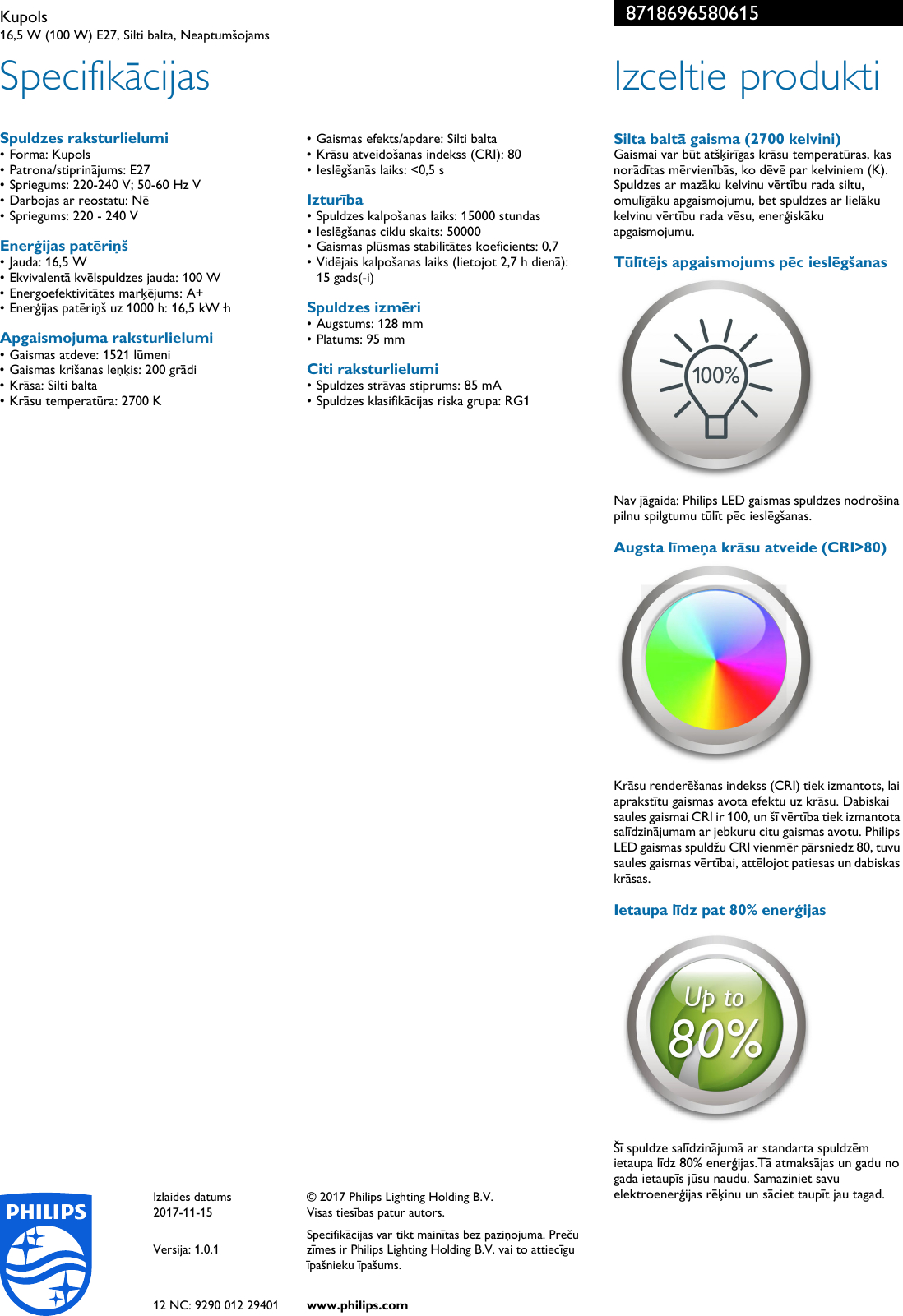Page 2 of 2 - Philips 8718696580615 Kupols User Manual Brošūra Pss Lavlv