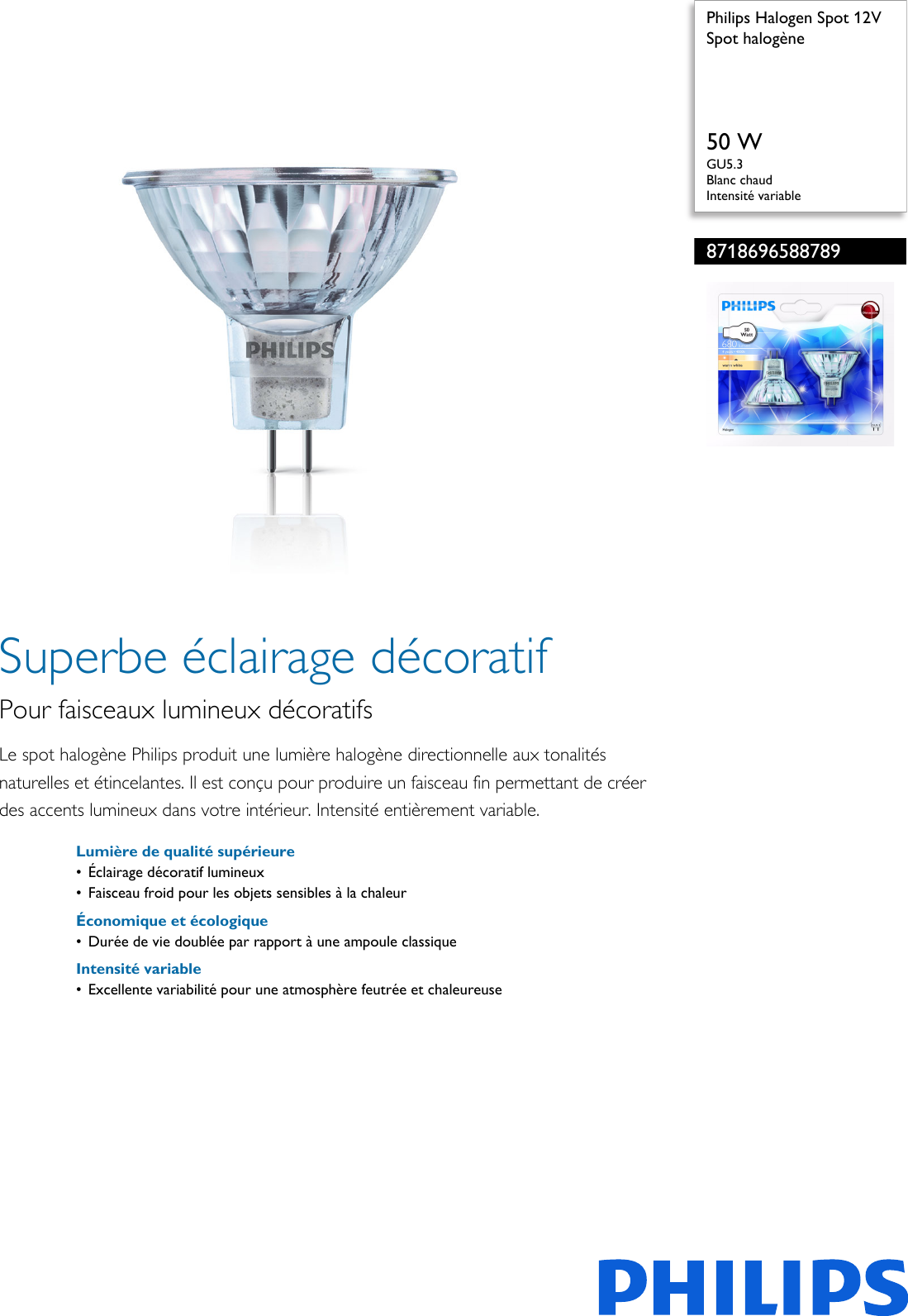 Page 1 of 2 - Philips 8718696588789 Leaflet Released Switzerland (French) User Manual Fiche Produit Pss Frach