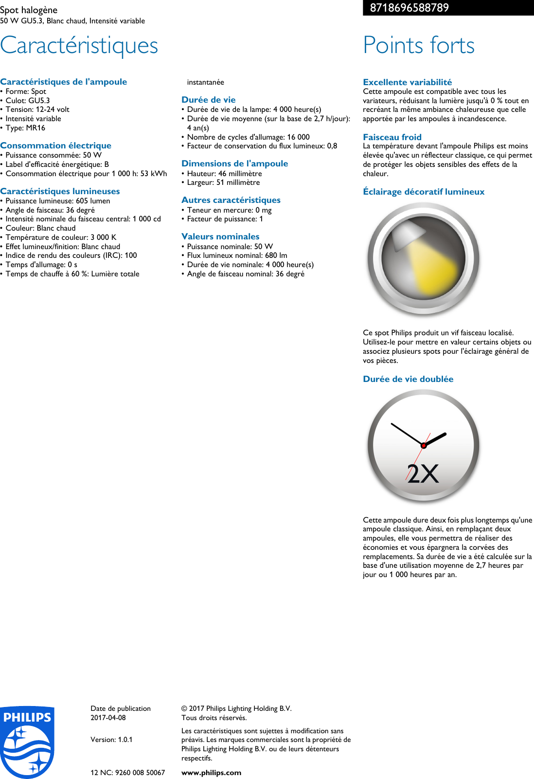 Page 2 of 2 - Philips 8718696588789 Leaflet Released Switzerland (French) User Manual Fiche Produit Pss Frach